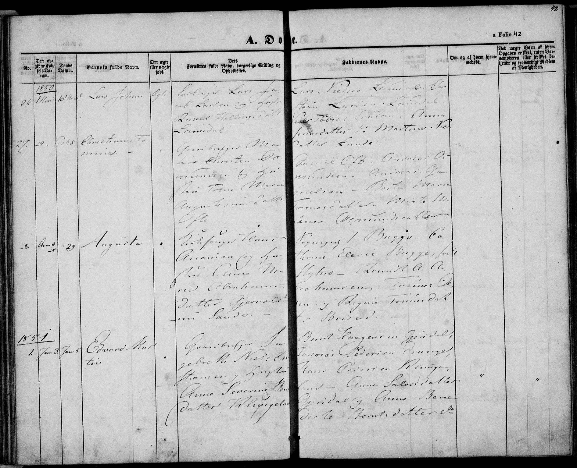 Herad sokneprestkontor, AV/SAK-1111-0018/F/Fa/Faa/L0004: Parish register (official) no. A 4, 1844-1853, p. 42