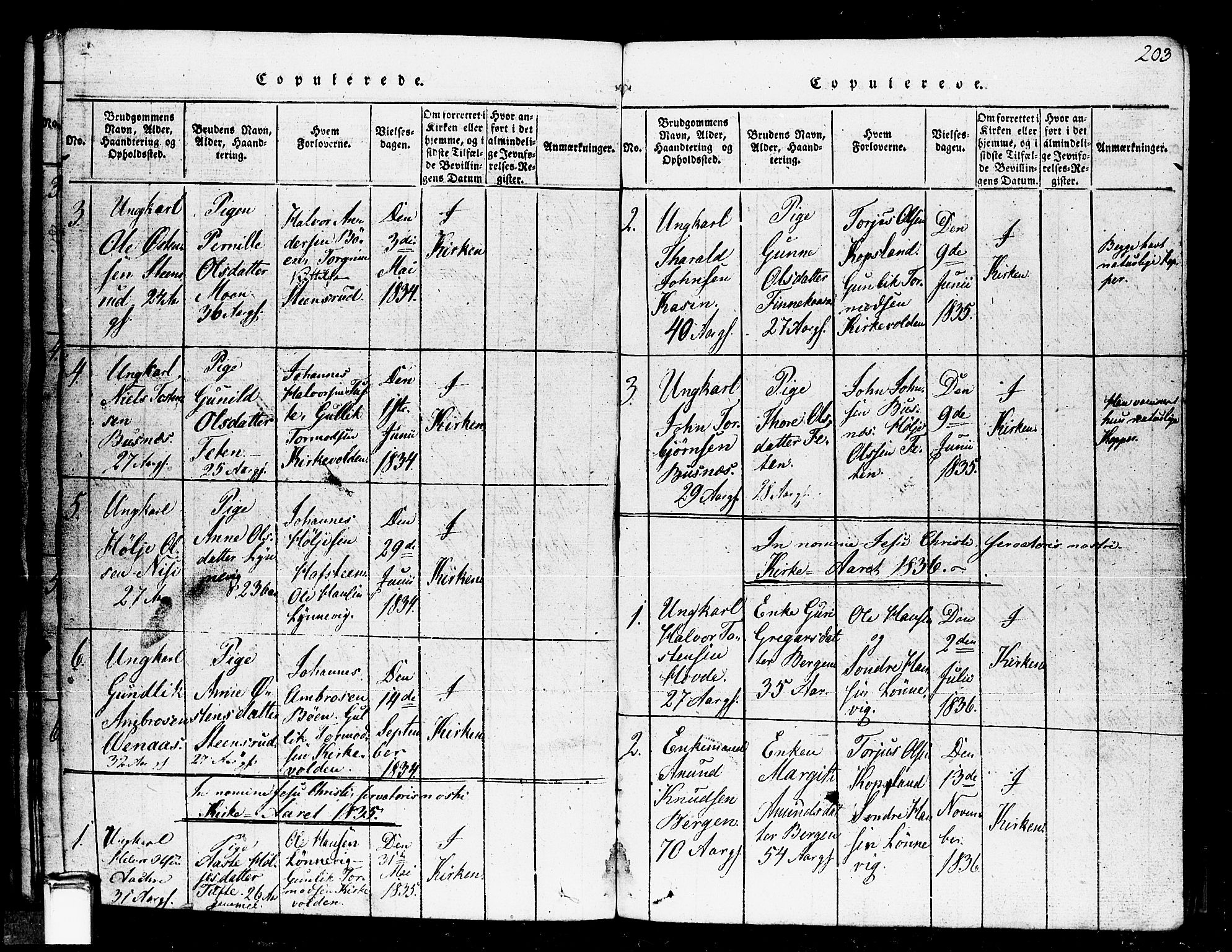Gransherad kirkebøker, SAKO/A-267/F/Fa/L0001: Parish register (official) no. I 1, 1815-1843, p. 203