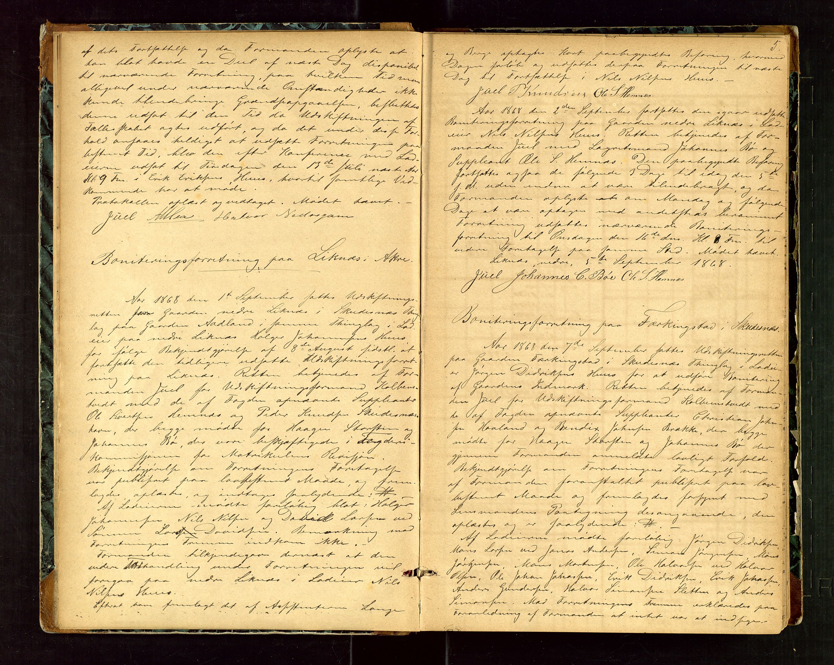 Rogaland jordskifterett, AV/SAST-A-102426/Oa/L0038: Forhandlingsprotokoll, 1868-1872, p. 5
