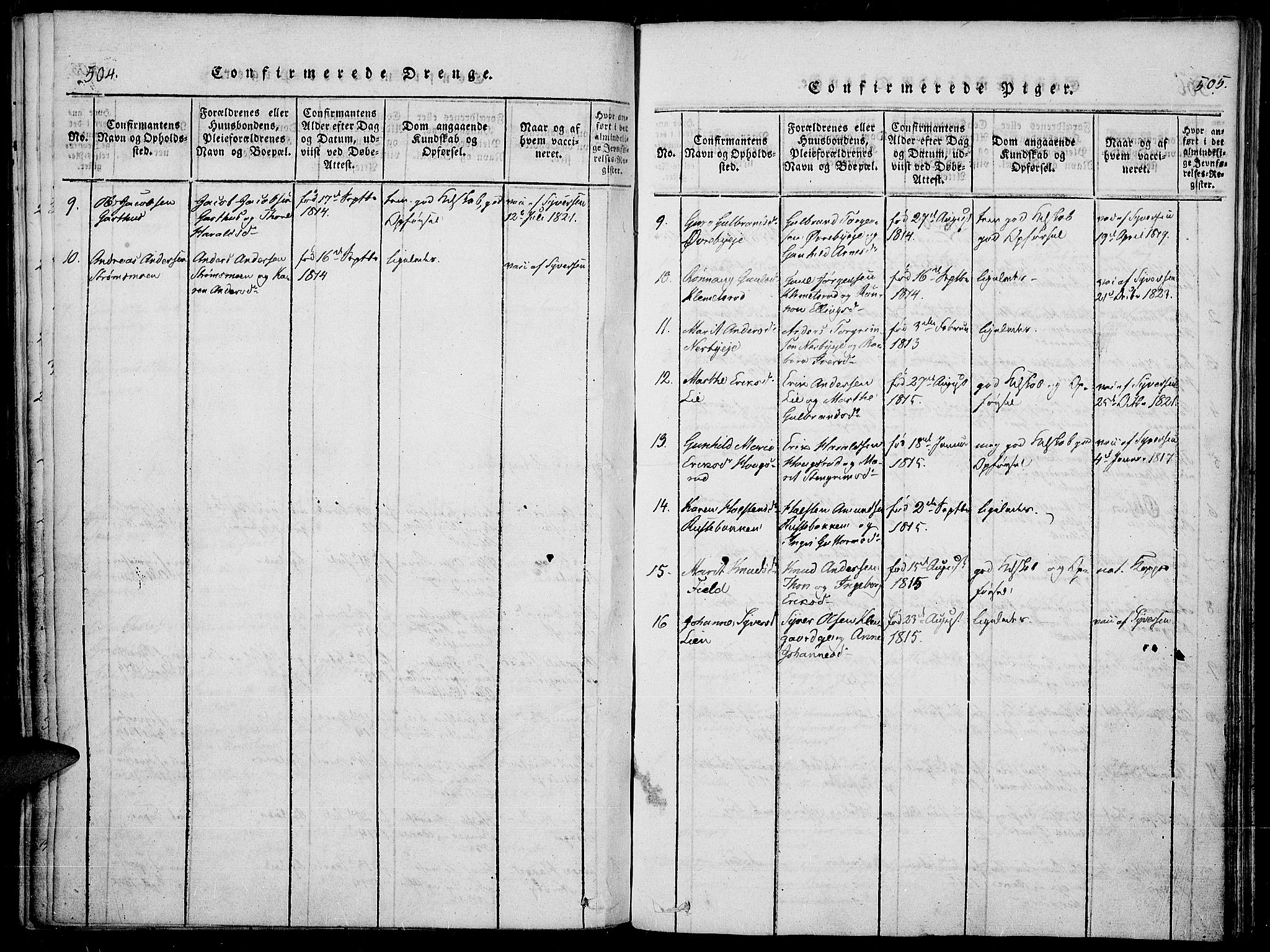 Sør-Aurdal prestekontor, SAH/PREST-128/H/Ha/Haa/L0003: Parish register (official) no. 3, 1825-1840, p. 504-505