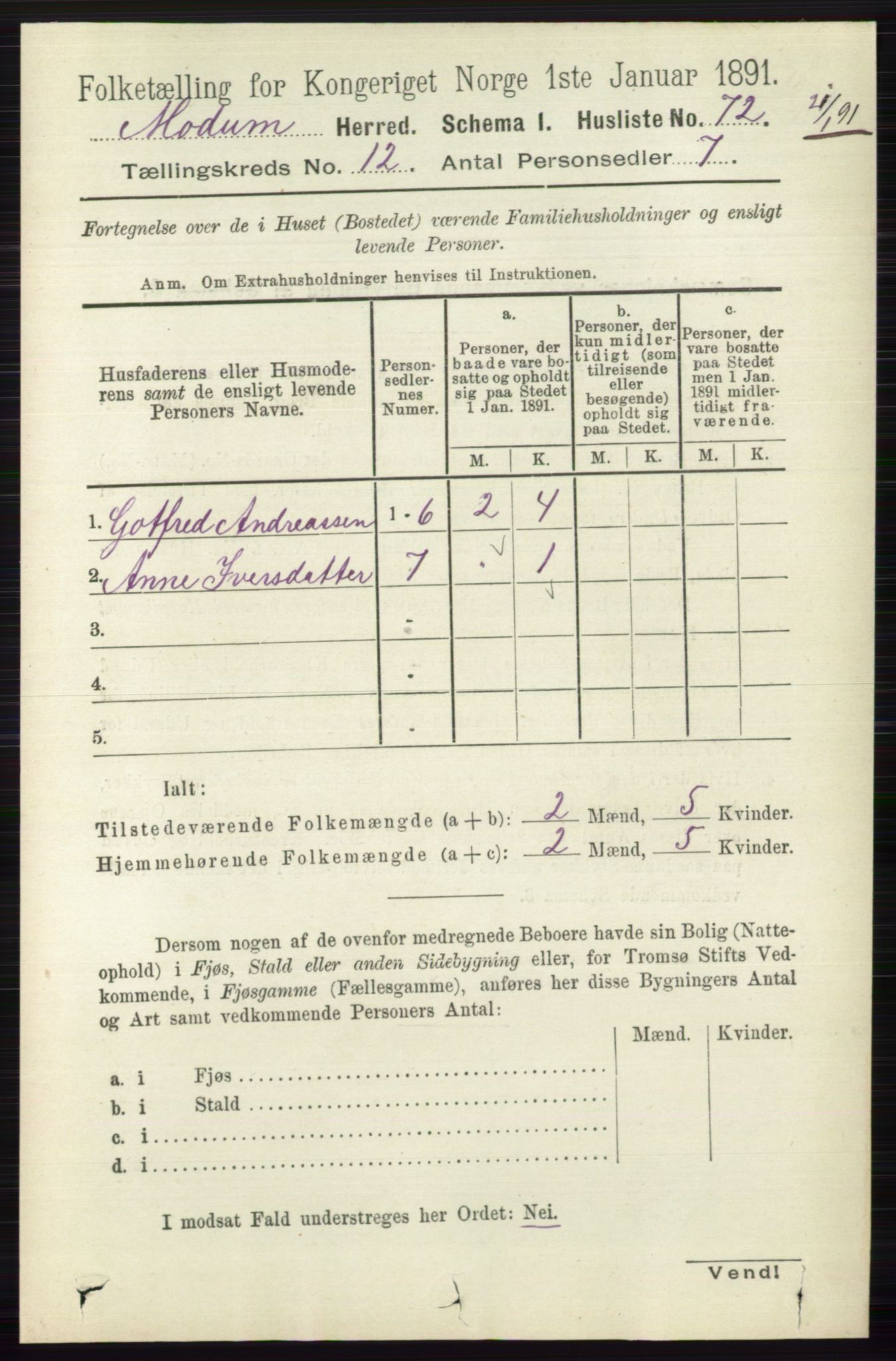 RA, 1891 census for 0623 Modum, 1891, p. 4447