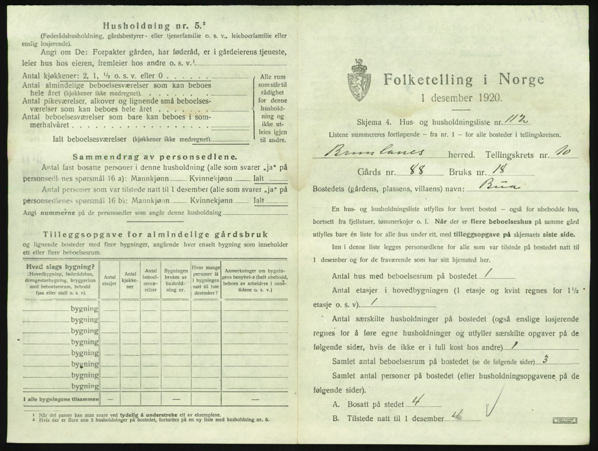 SAKO, 1920 census for Brunlanes, 1920, p. 1469