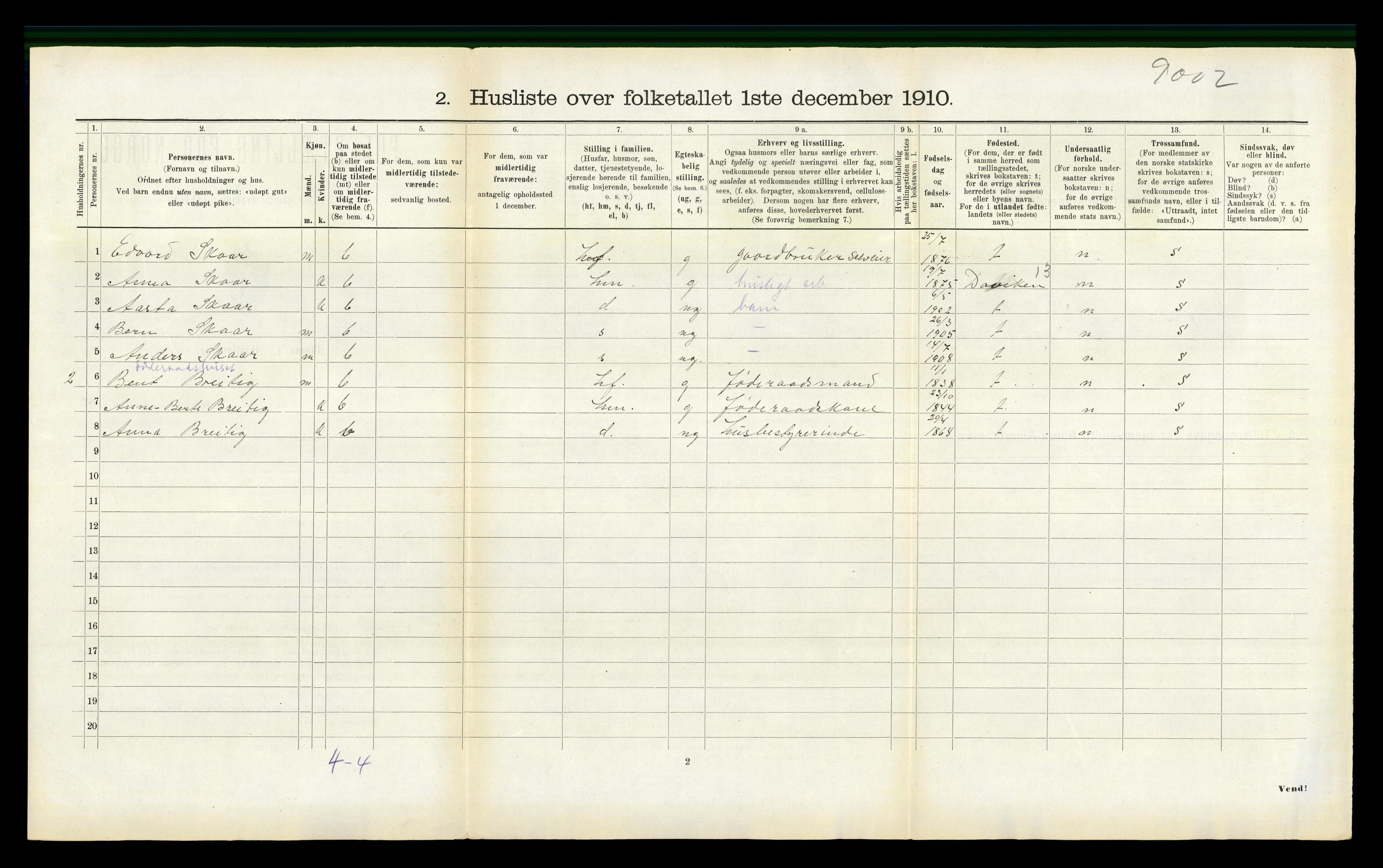 RA, 1910 census for Vanylven, 1910, p. 800