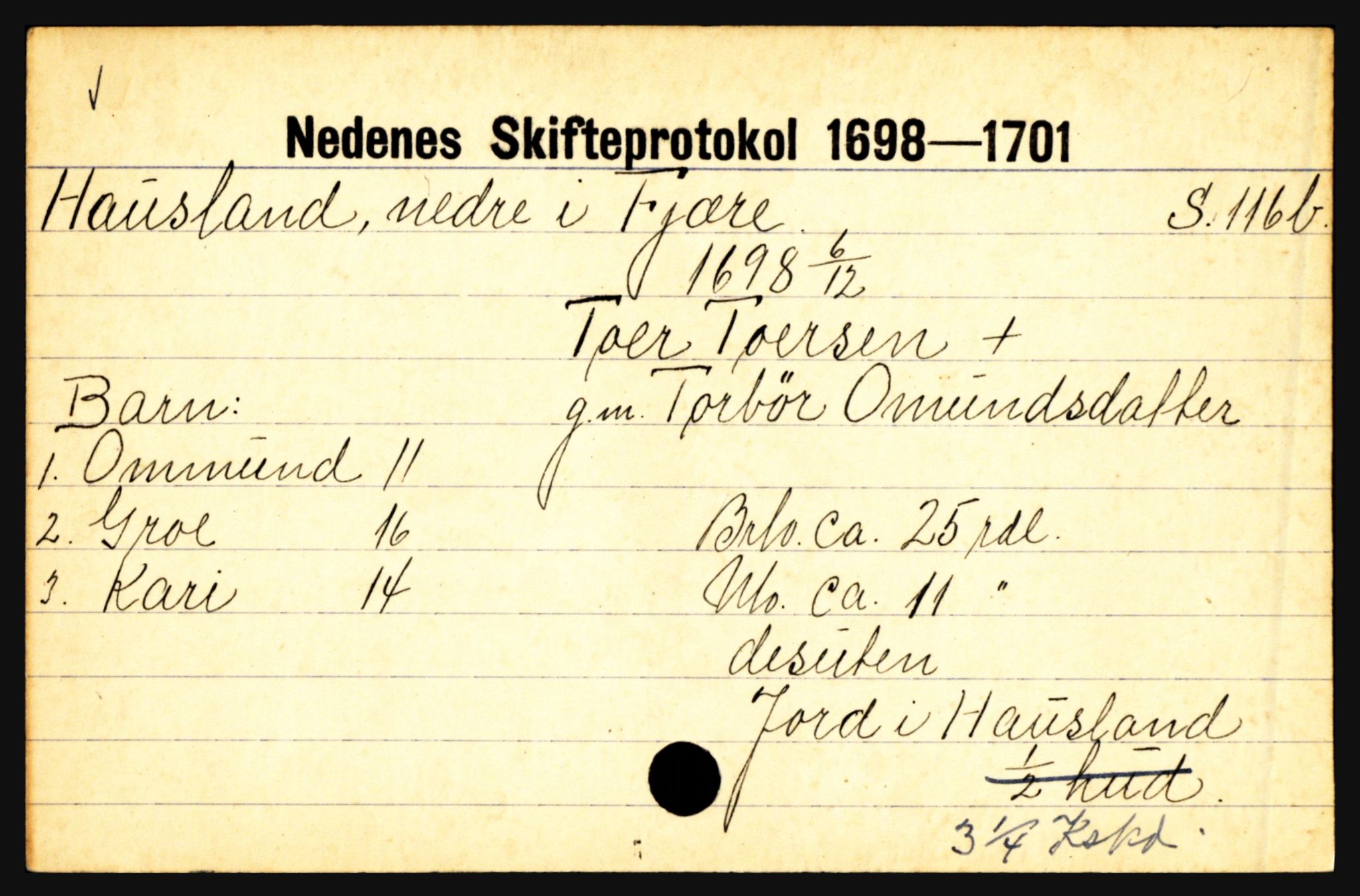 Nedenes sorenskriveri før 1824, AV/SAK-1221-0007/H, p. 11371