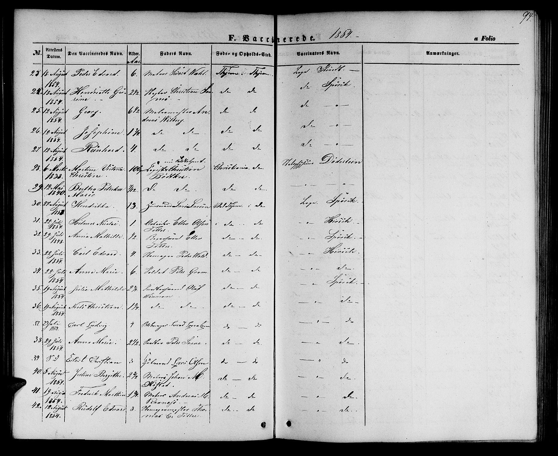 Ministerialprotokoller, klokkerbøker og fødselsregistre - Sør-Trøndelag, SAT/A-1456/602/L0113: Parish register (official) no. 602A11, 1849-1861, p. 94