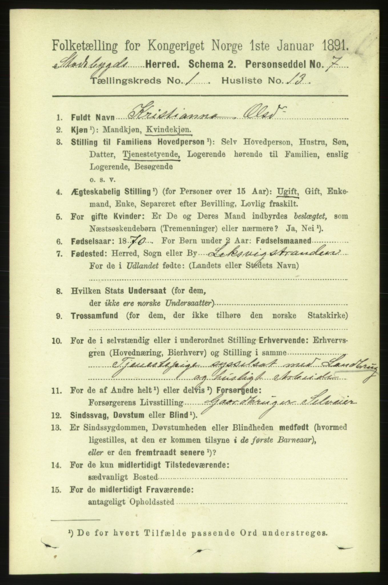 RA, 1891 census for 1625 Stadsbygd, 1891, p. 189