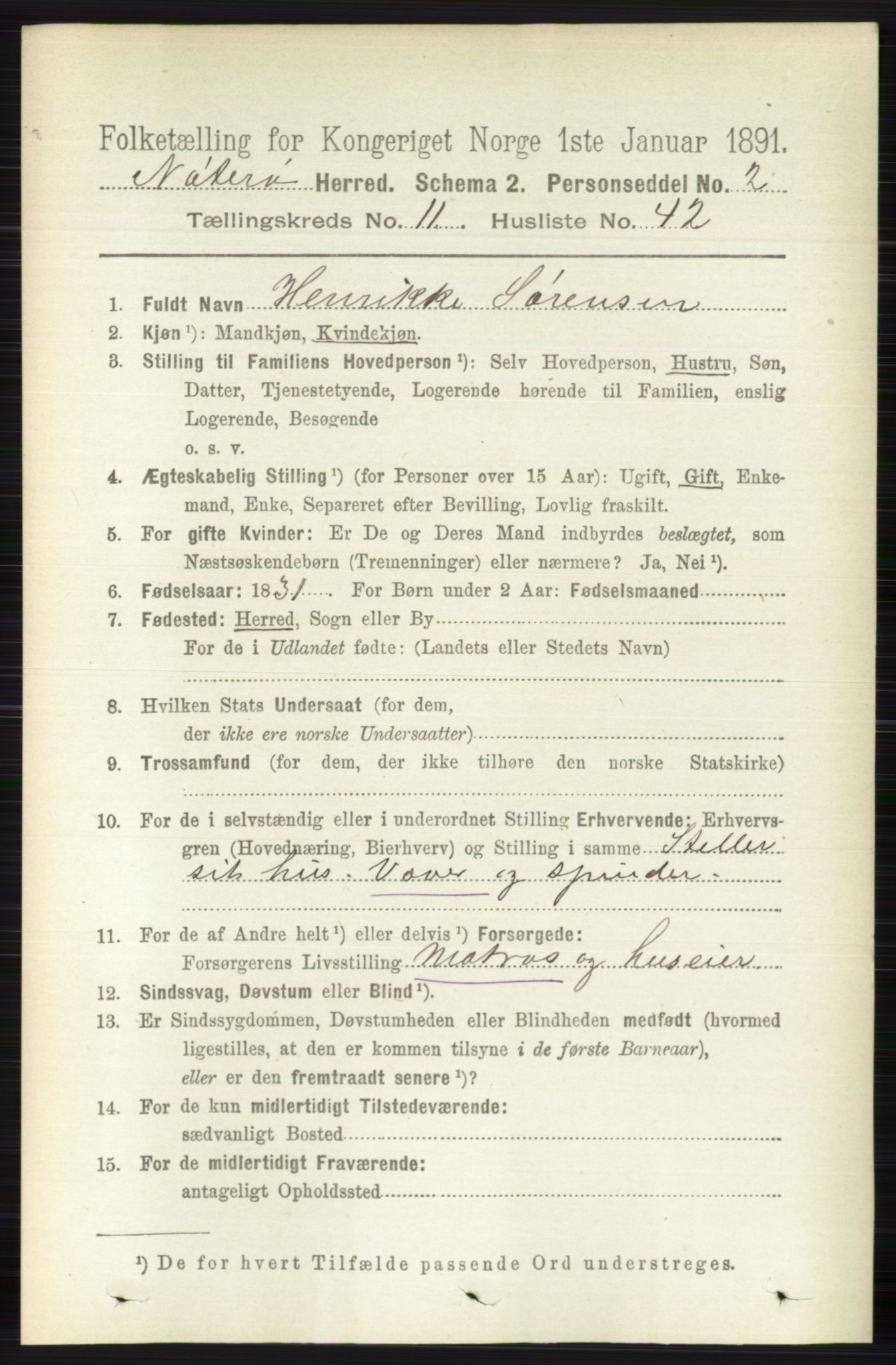 RA, 1891 census for 0722 Nøtterøy, 1891, p. 6063