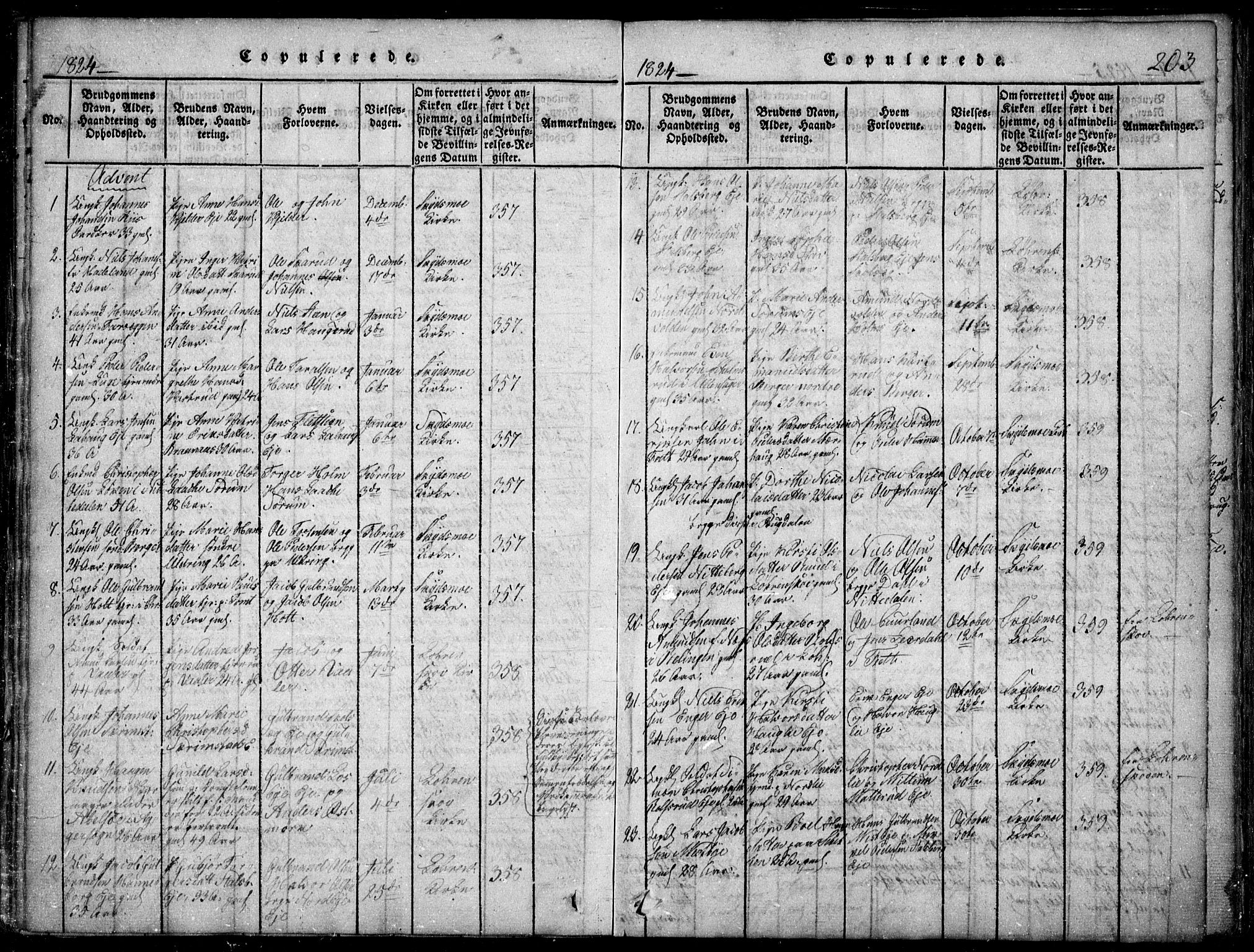 Skedsmo prestekontor Kirkebøker, SAO/A-10033a/F/Fa/L0008: Parish register (official) no. I 8, 1815-1829, p. 203