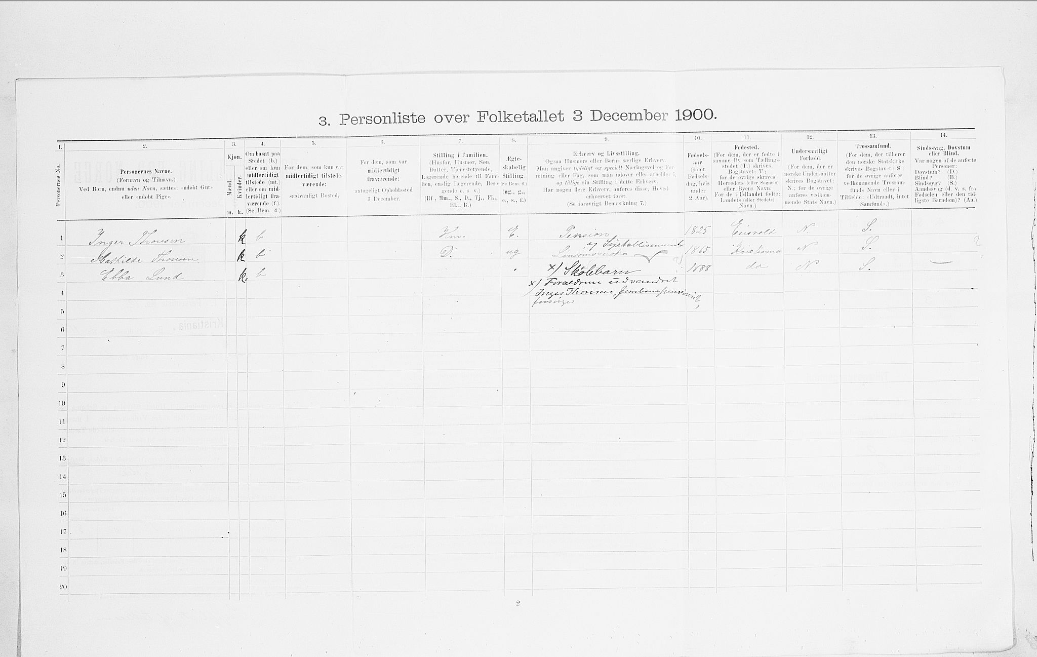 SAO, 1900 census for Kristiania, 1900, p. 103097