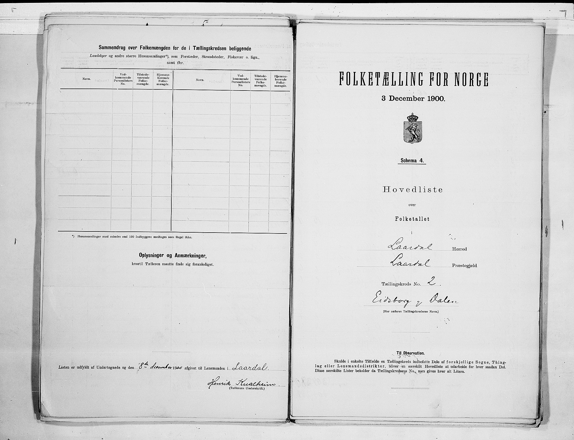 SAKO, 1900 census for Lårdal, 1900, p. 6