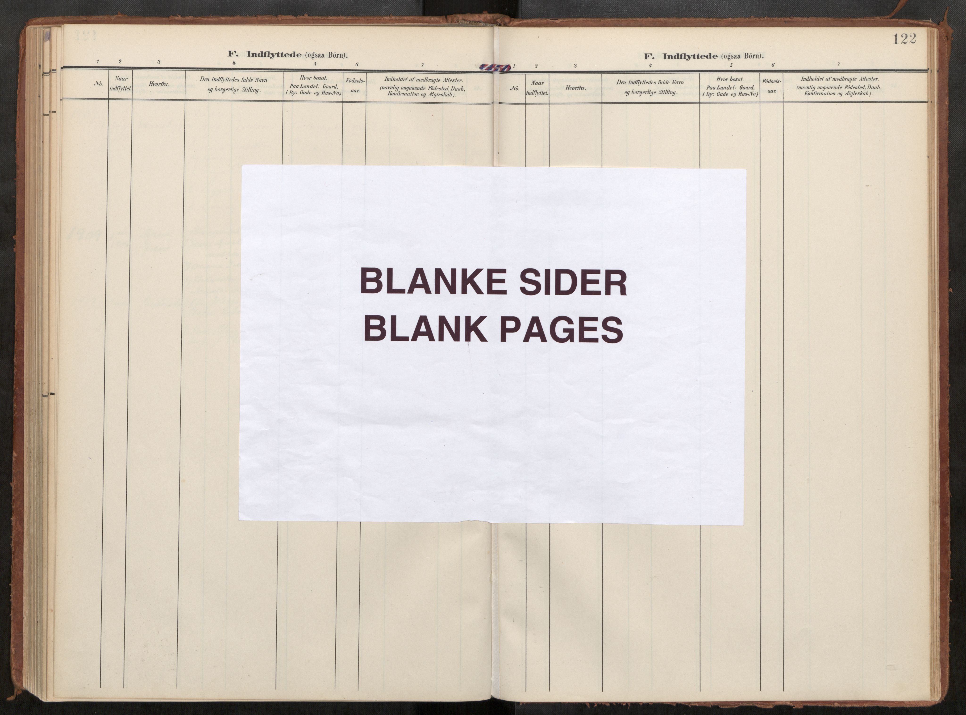 Steinkjer sokneprestkontor, AV/SAT-A-1541/01/H/Ha/Haa/L0002: Parish register (official) no. 2, 1907-1917, p. 122