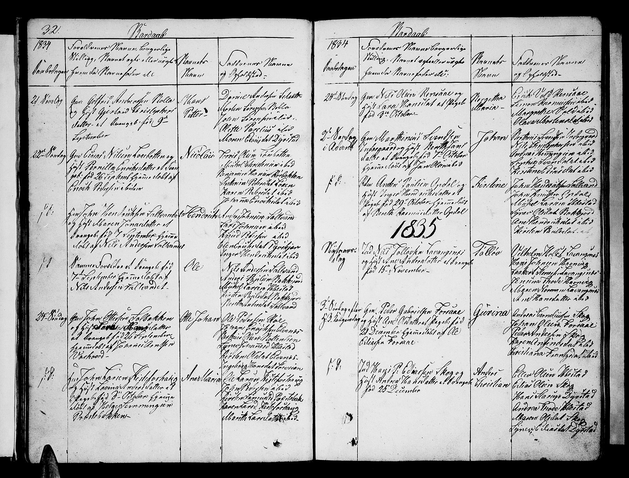 Ibestad sokneprestembete, SATØ/S-0077/H/Ha/Hab/L0003klokker: Parish register (copy) no. 3, 1833-1852, p. 32