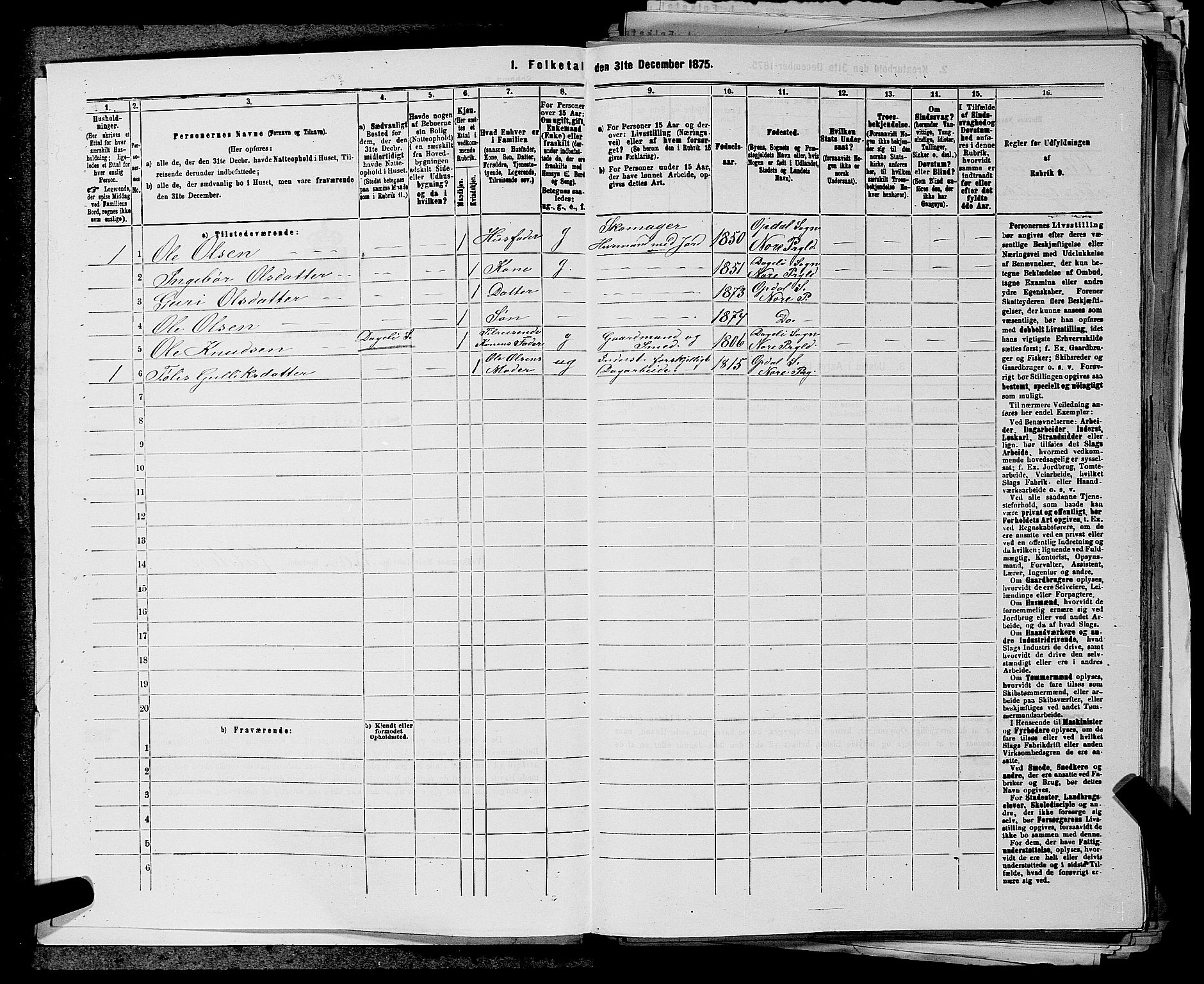 SAKO, 1875 census for 0633P Nore, 1875, p. 170