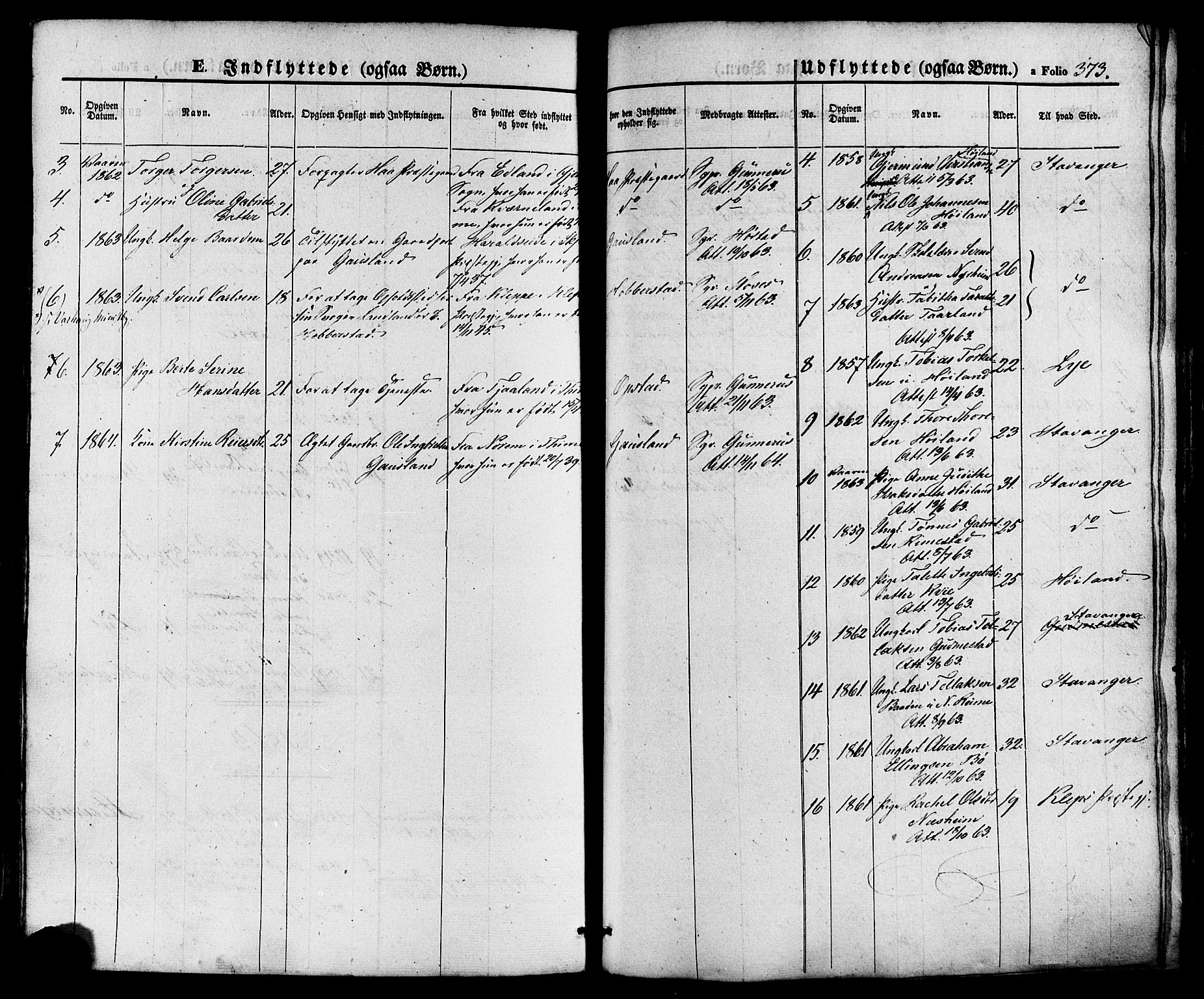 Hå sokneprestkontor, SAST/A-101801/001/30BA/L0008: Parish register (official) no. A 7, 1853-1878, p. 373