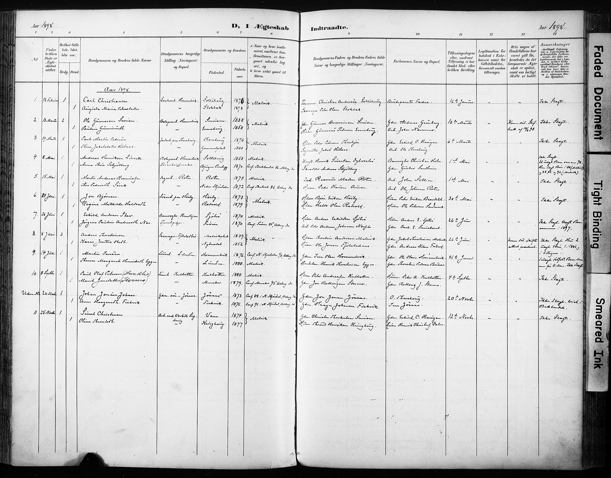 Ministerialprotokoller, klokkerbøker og fødselsregistre - Sør-Trøndelag, AV/SAT-A-1456/616/L0411: Parish register (official) no. 616A08, 1894-1906