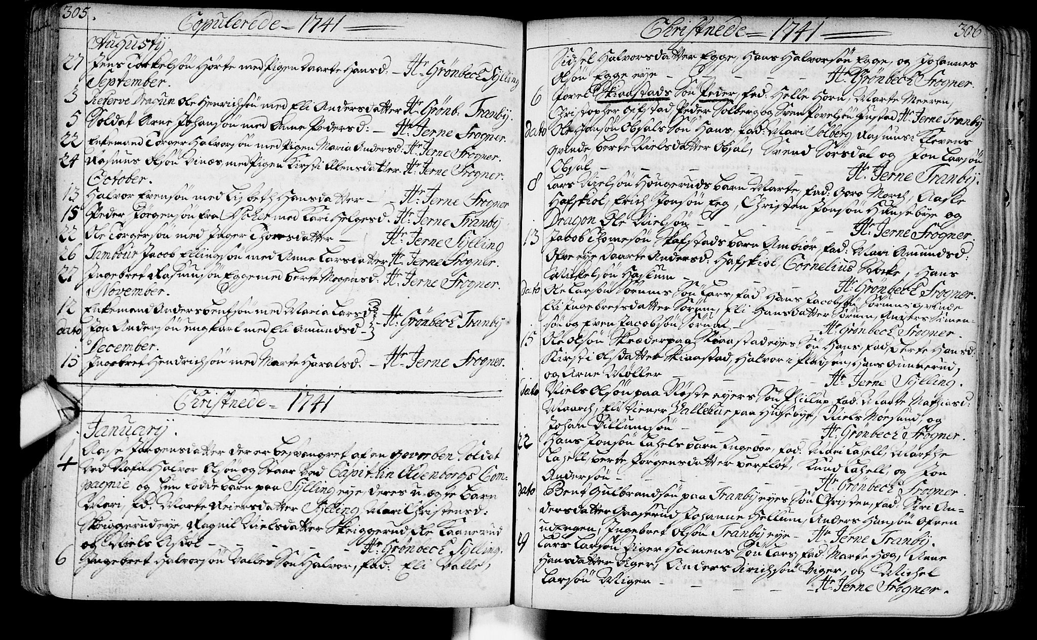 Lier kirkebøker, SAKO/A-230/F/Fa/L0003: Parish register (official) no. I 3, 1727-1748, p. 305-306