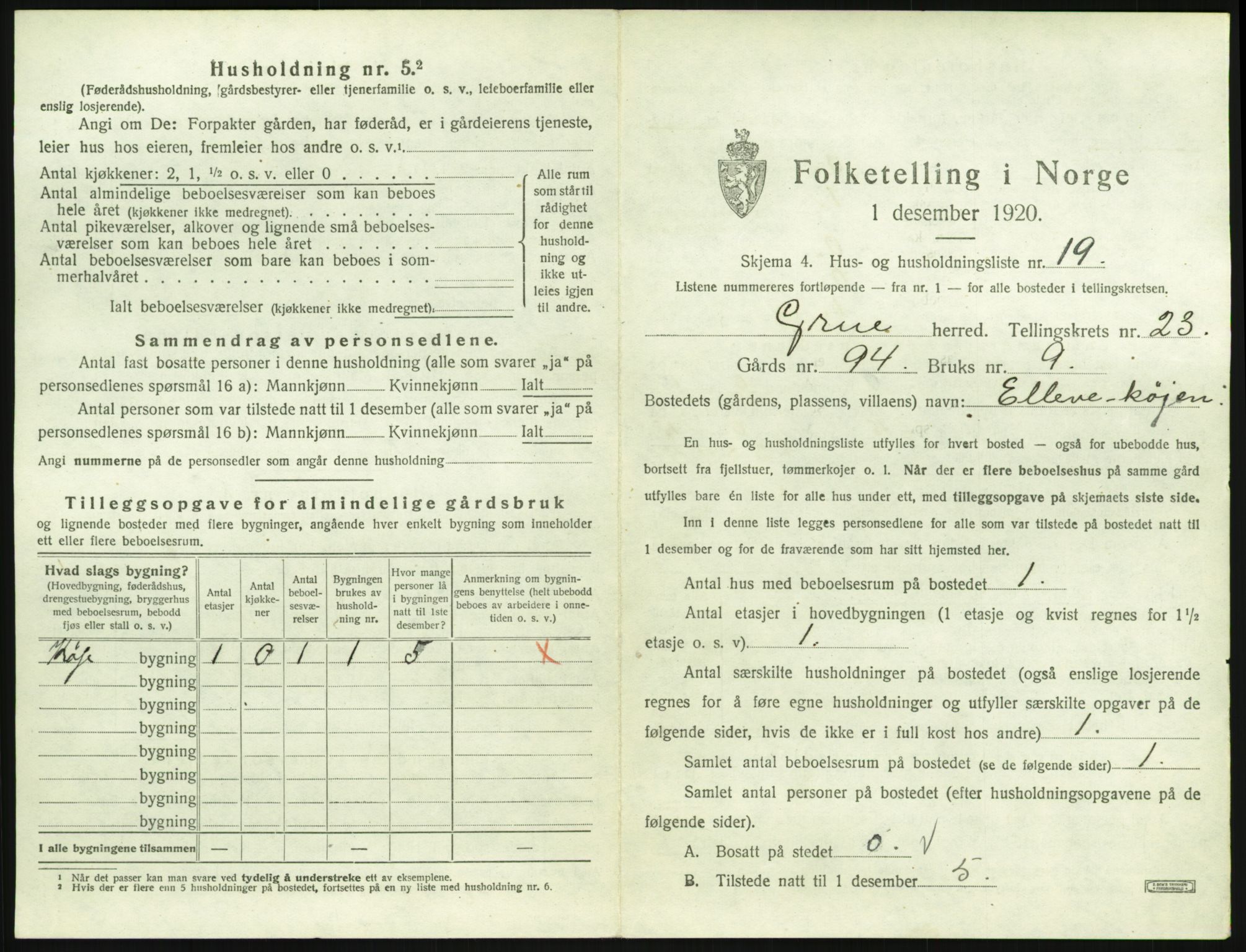 SAH, 1920 census for Grue, 1920, p. 2473