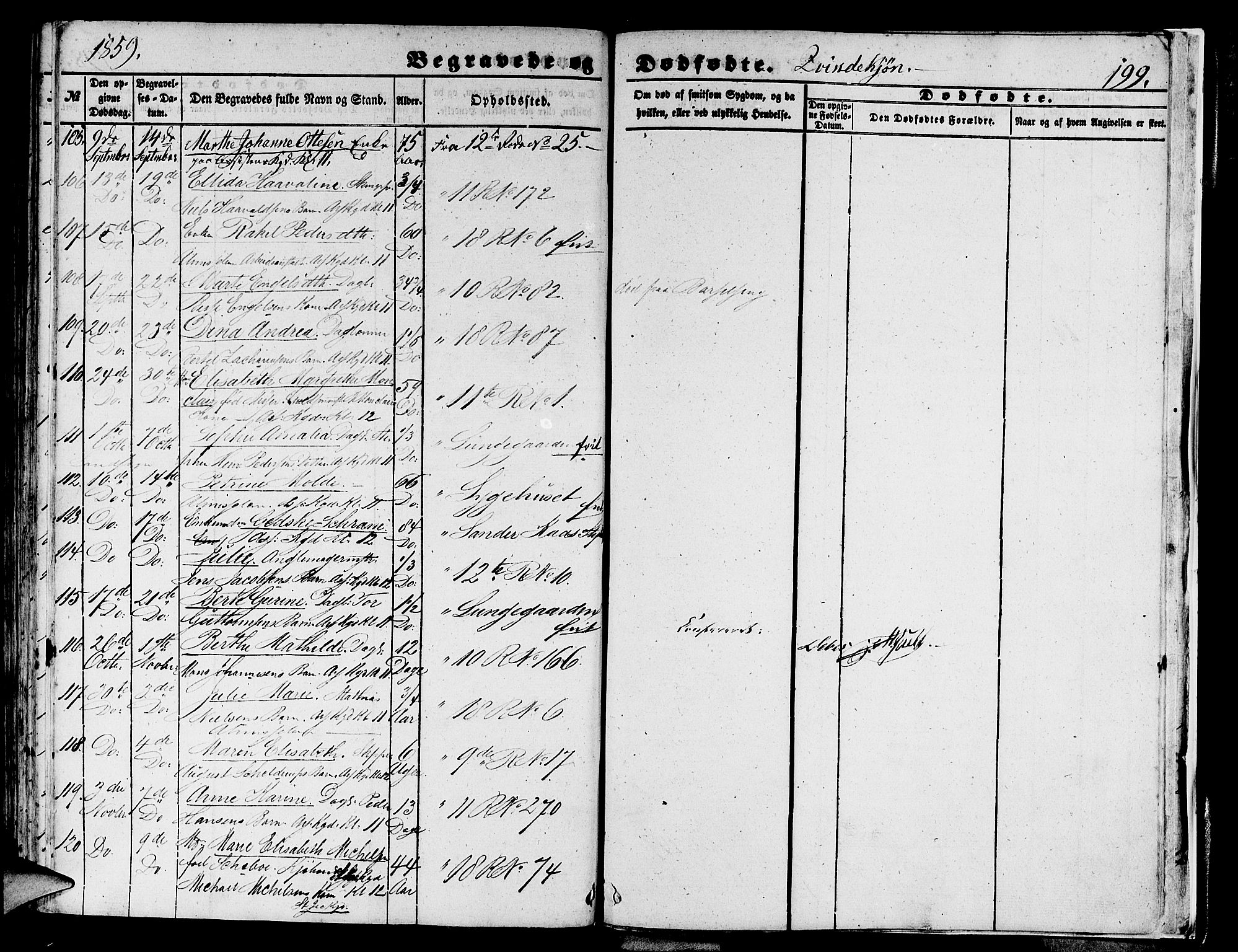 Domkirken sokneprestembete, AV/SAB-A-74801/H/Hab/L0038: Parish register (copy) no. E 2, 1847-1859, p. 199