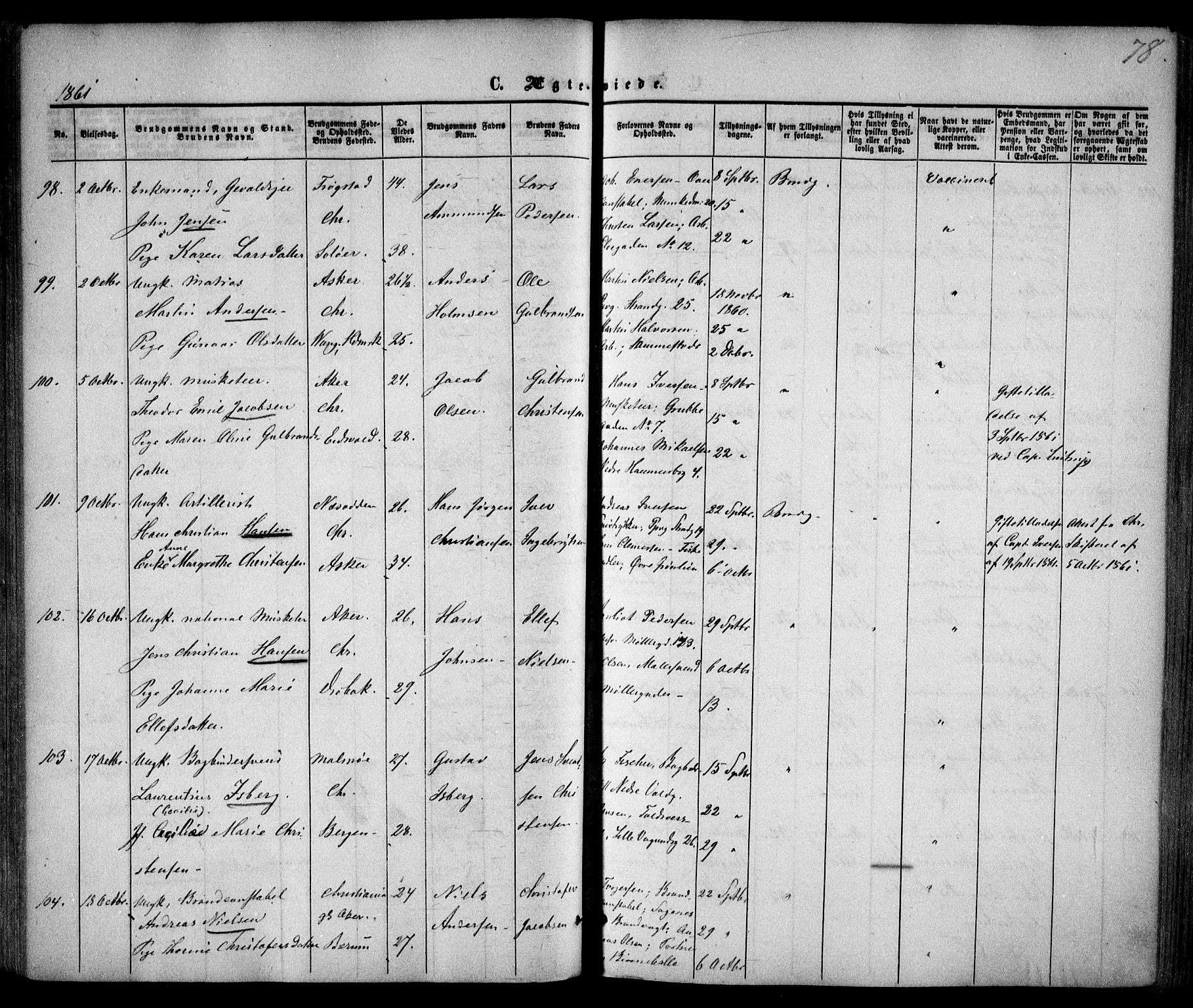 Trefoldighet prestekontor Kirkebøker, AV/SAO-A-10882/F/Fc/L0001: Parish register (official) no. III 1, 1858-1874, p. 78