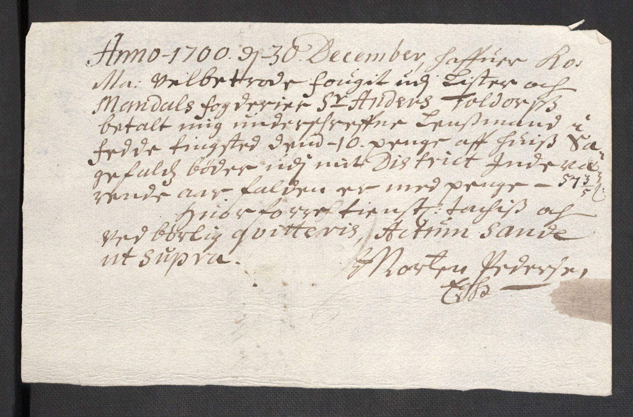 Rentekammeret inntil 1814, Reviderte regnskaper, Fogderegnskap, RA/EA-4092/R43/L2548: Fogderegnskap Lista og Mandal, 1700, p. 178