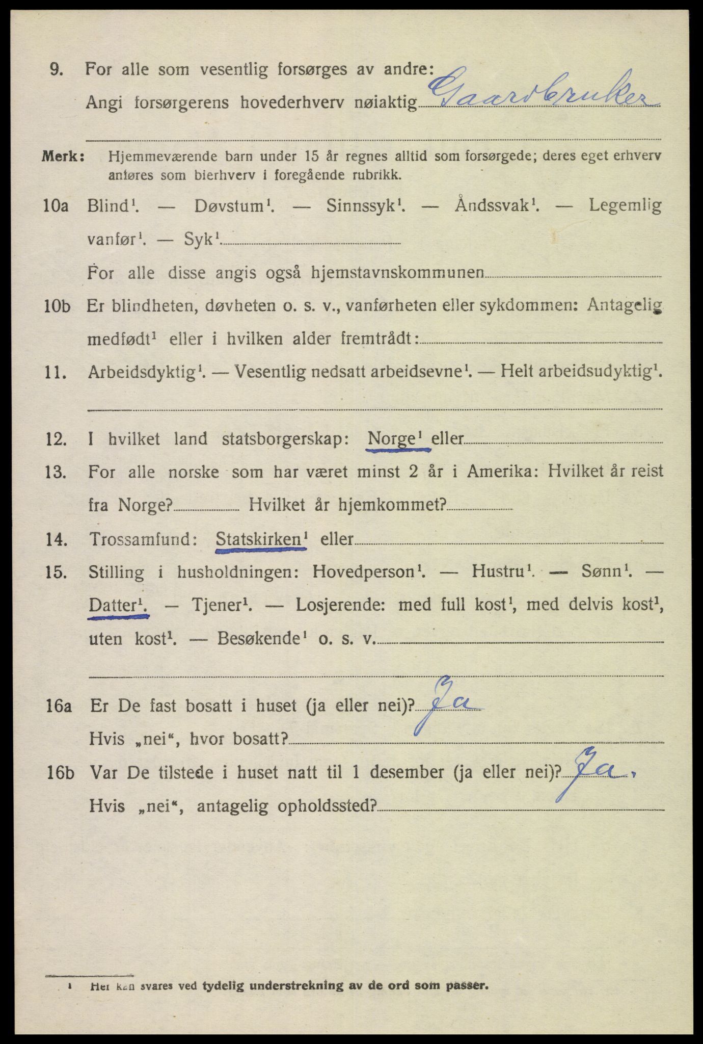 SAK, 1920 census for Gyland, 1920, p. 717