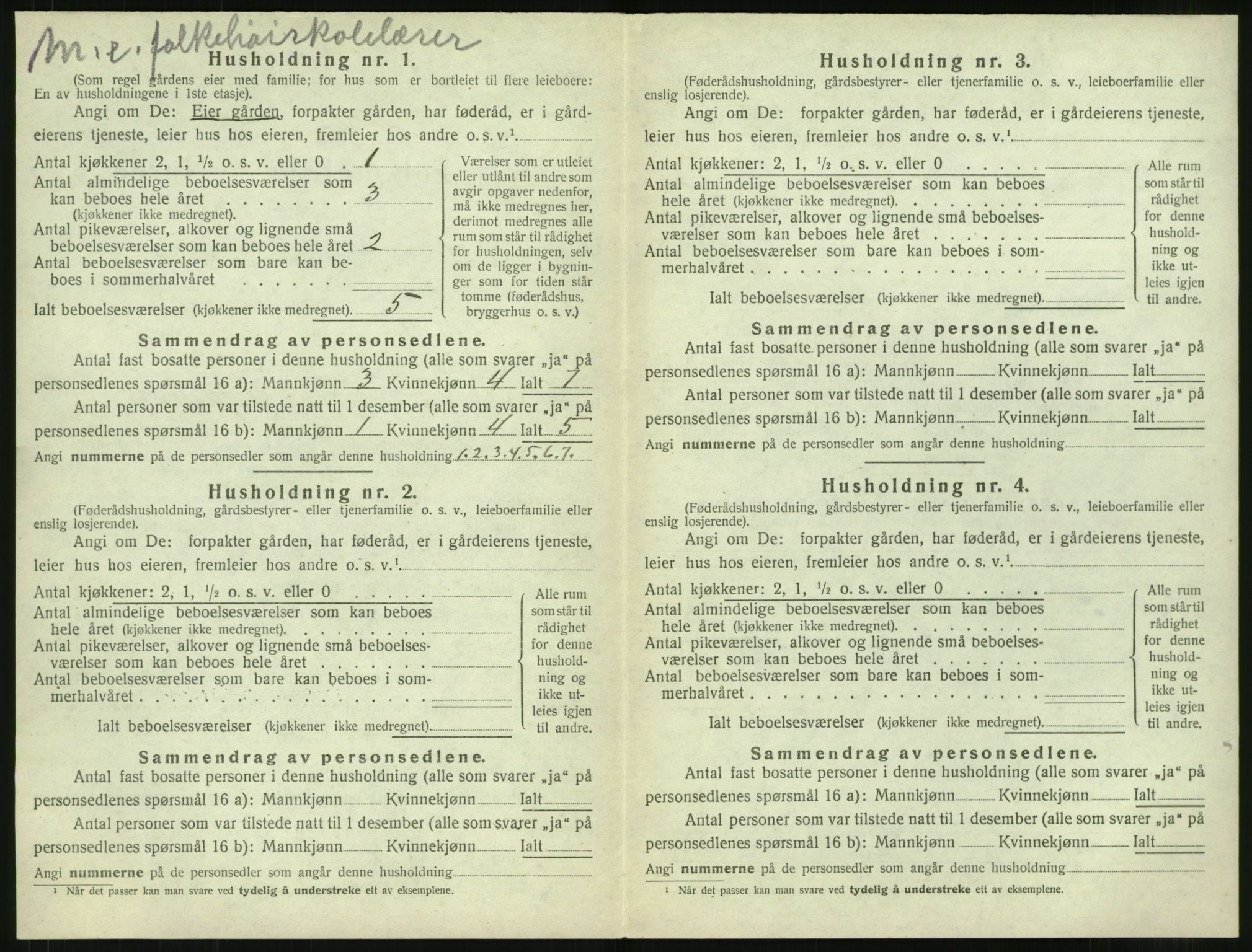 SAT, 1920 census for Vestnes, 1920, p. 1014