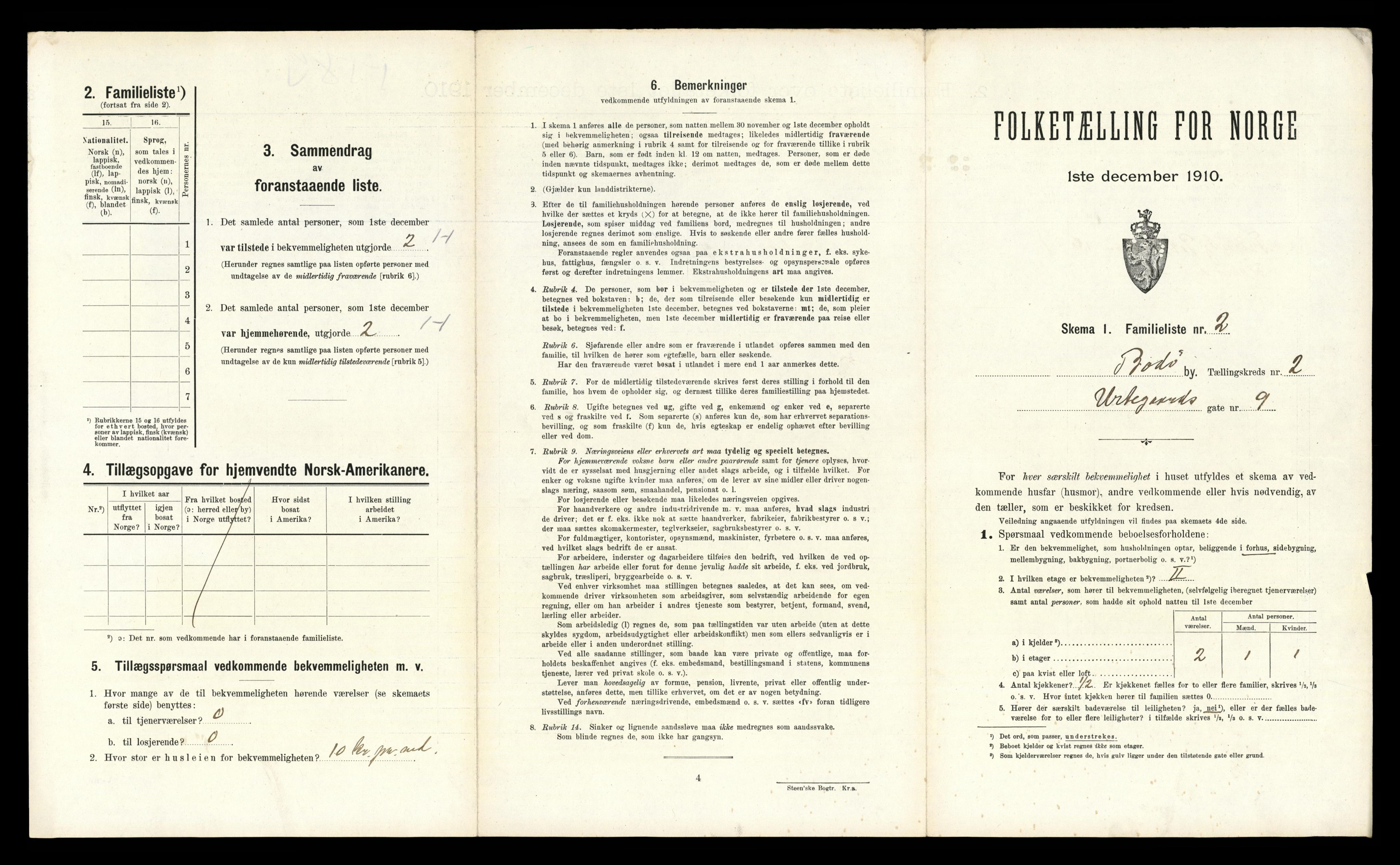 RA, 1910 census for Bodø, 1910, p. 343