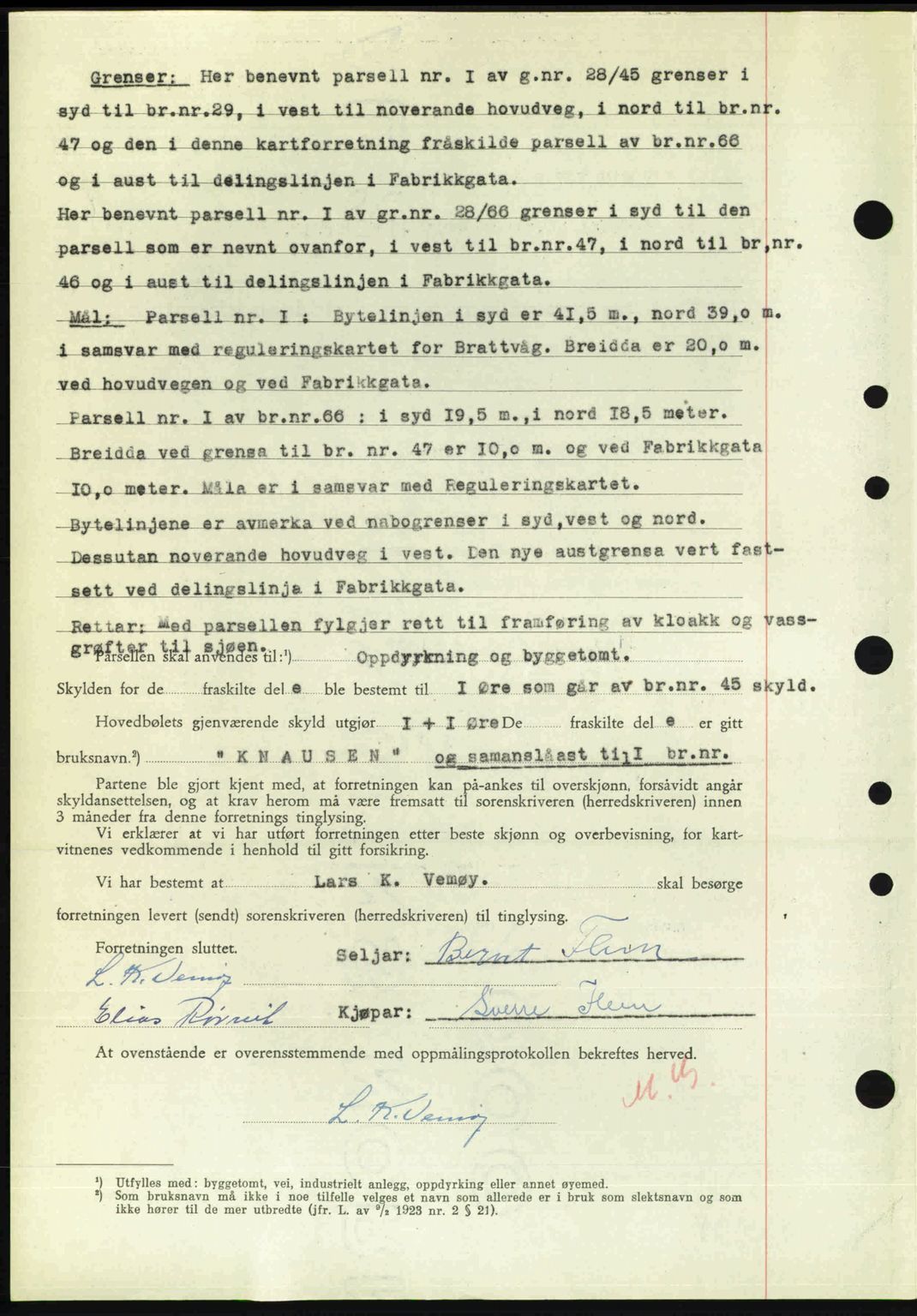 Nordre Sunnmøre sorenskriveri, AV/SAT-A-0006/1/2/2C/2Ca: Mortgage book no. A25, 1947-1947, Diary no: : 1432/1947