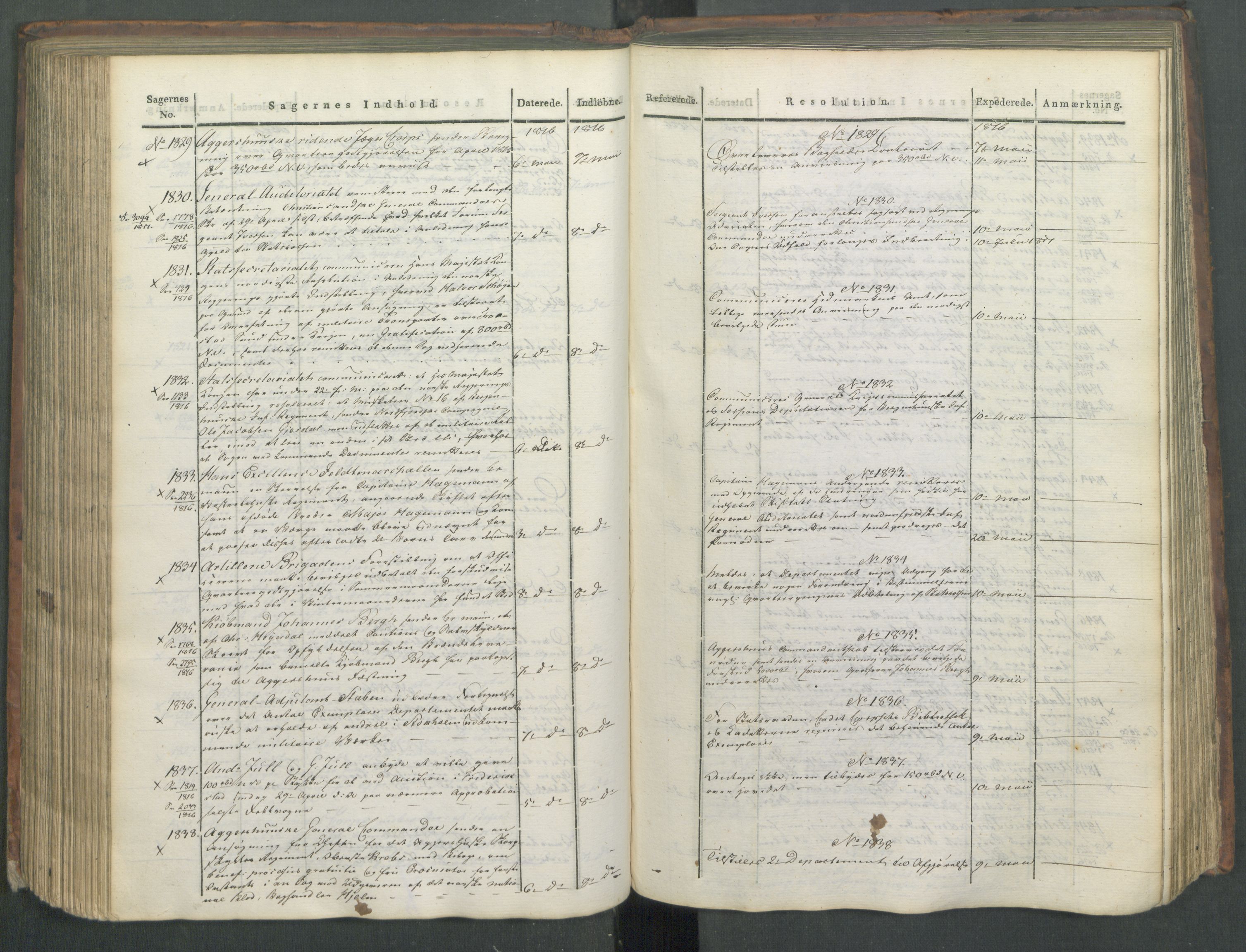 Armédepartementet, AV/RA-RAFA-3493/C/Ca/L0008: 6. Departements Journal, 1816