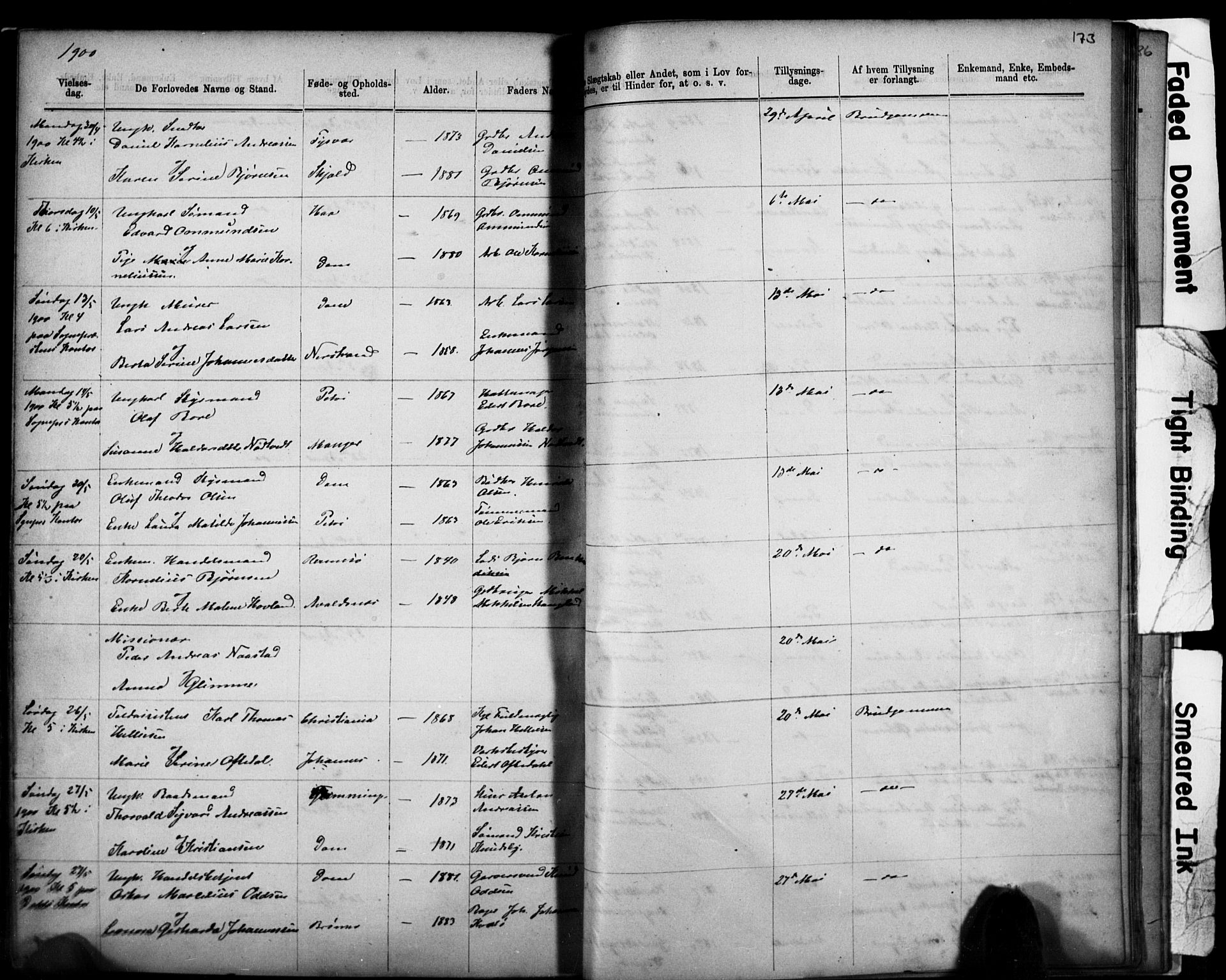 Domkirken sokneprestkontor, AV/SAST-A-101812/001/30/30BB/L0014: Parish register (copy) no. B 14, 1875-1902, p. 173