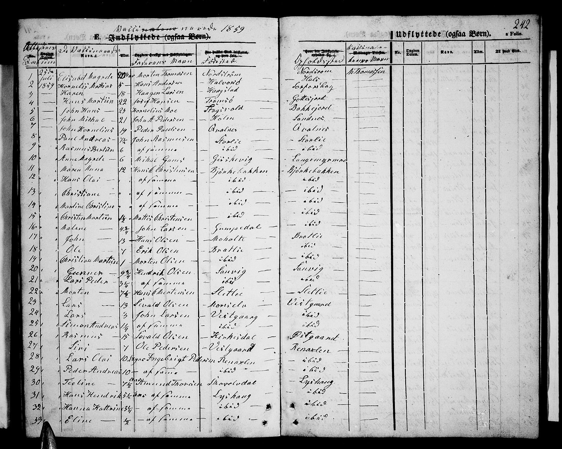 Tranøy sokneprestkontor, SATØ/S-1313/I/Ia/Iab/L0002klokker: Parish register (copy) no. 2, 1847-1860, p. 242
