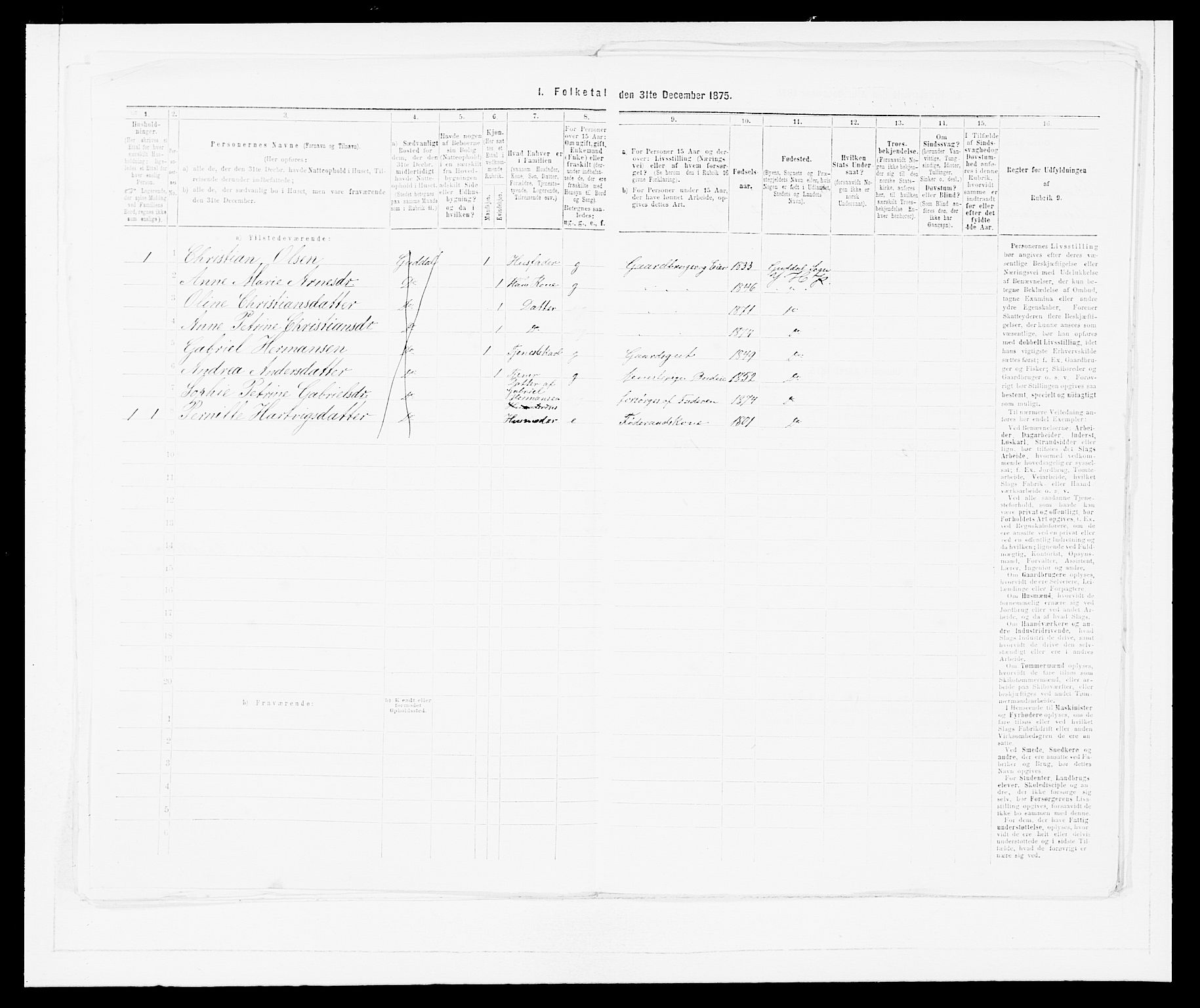 SAB, 1875 census for 1429P Ytre Holmedal, 1875, p. 1155