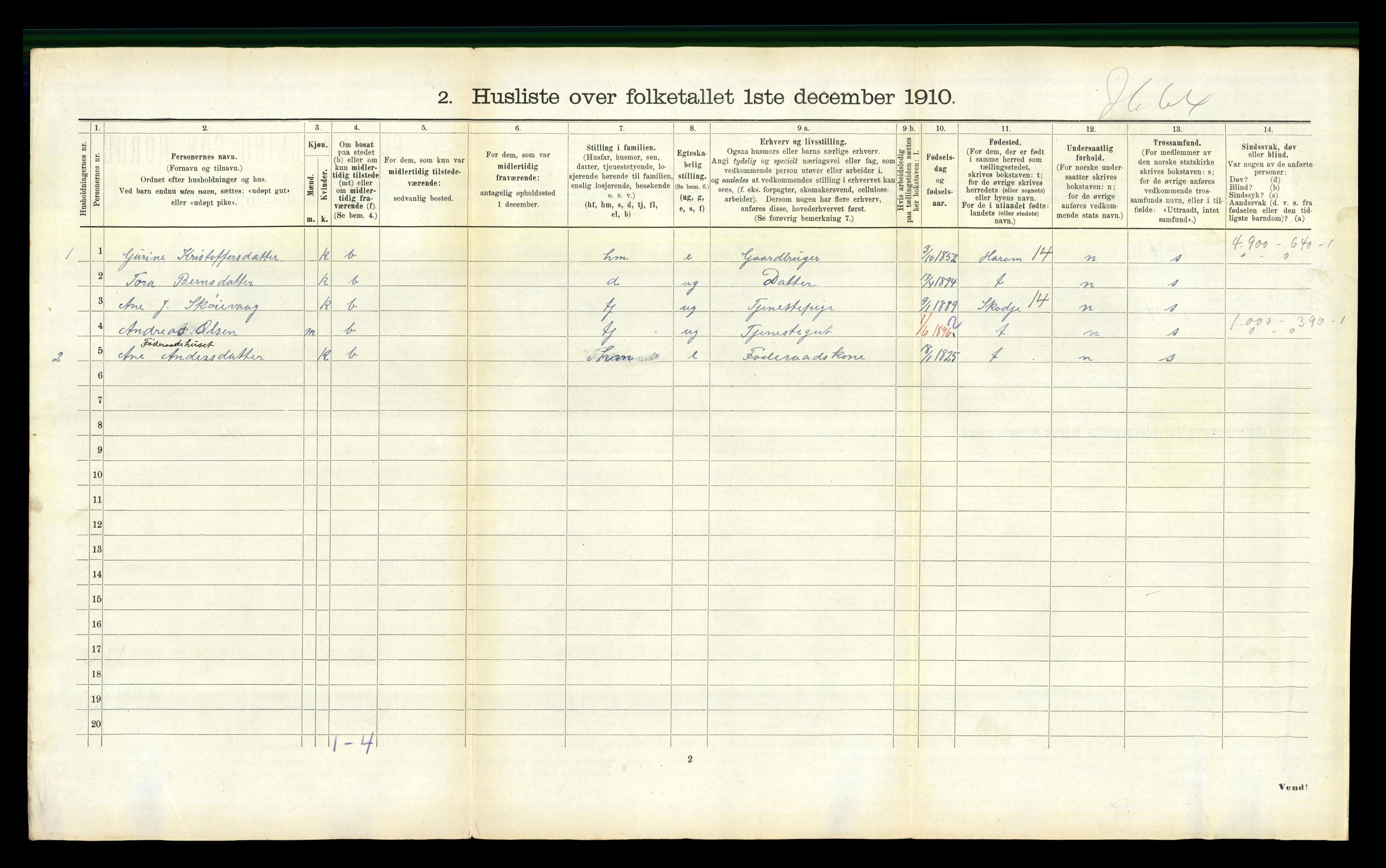 RA, 1910 census for Sandøy, 1910, p. 263