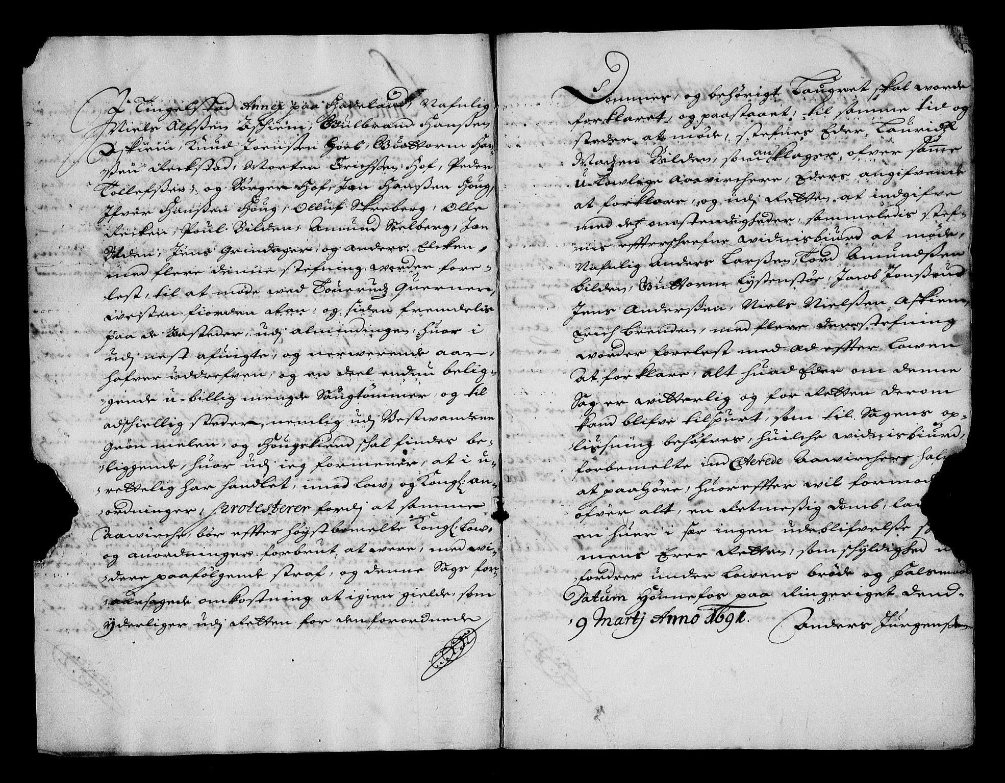 Stattholderembetet 1572-1771, RA/EA-2870/Af/L0004: Avskrifter av vedlegg til originale supplikker, nummerert i samsvar med supplikkbøkene, 1691-1694, p. 51