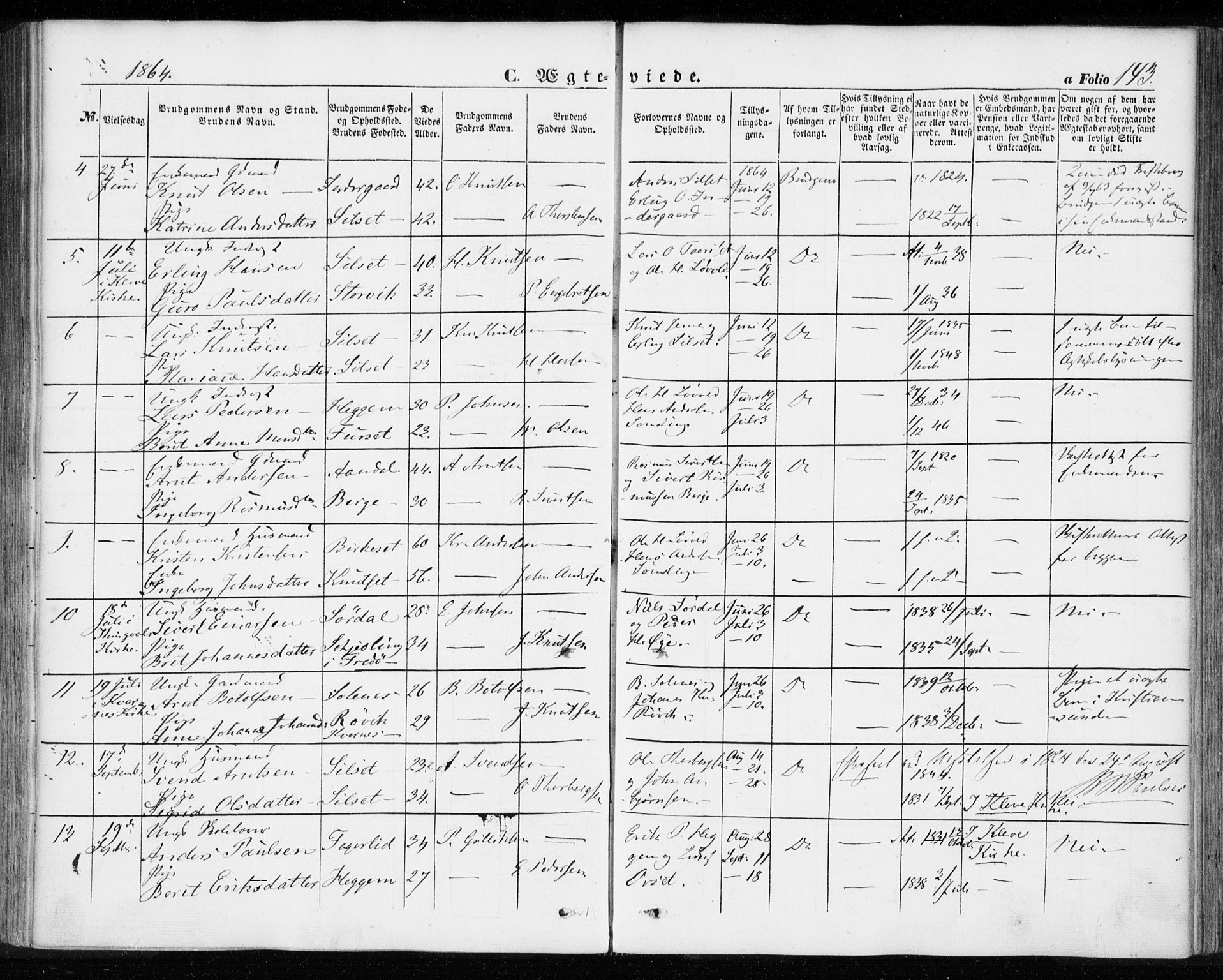 Ministerialprotokoller, klokkerbøker og fødselsregistre - Møre og Romsdal, SAT/A-1454/584/L0965: Parish register (official) no. 584A05, 1857-1868, p. 143