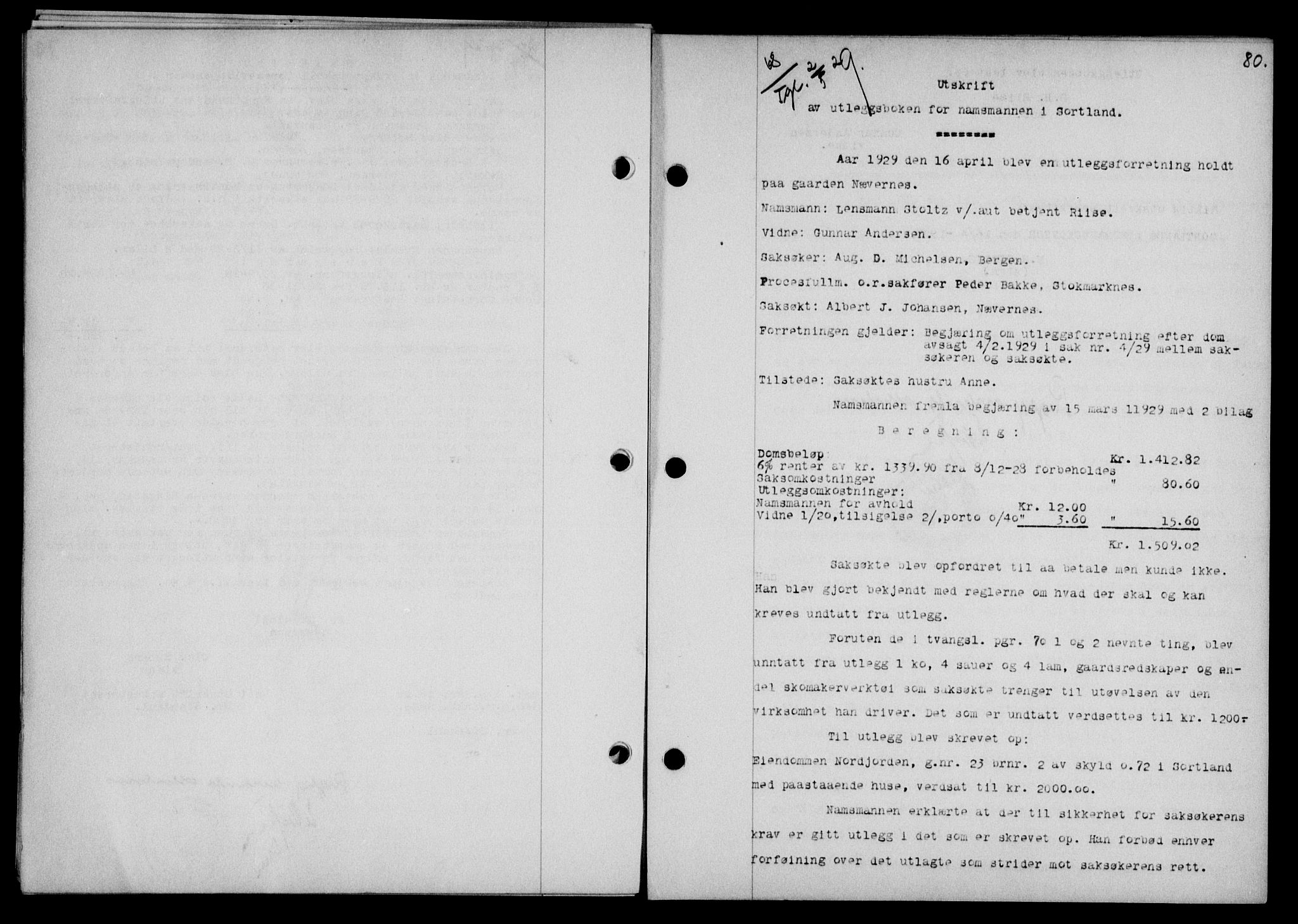 Vesterålen sorenskriveri, SAT/A-4180/1/2/2Ca/L0049: Mortgage book no. 42, 1929-1929, Deed date: 02.05.1929