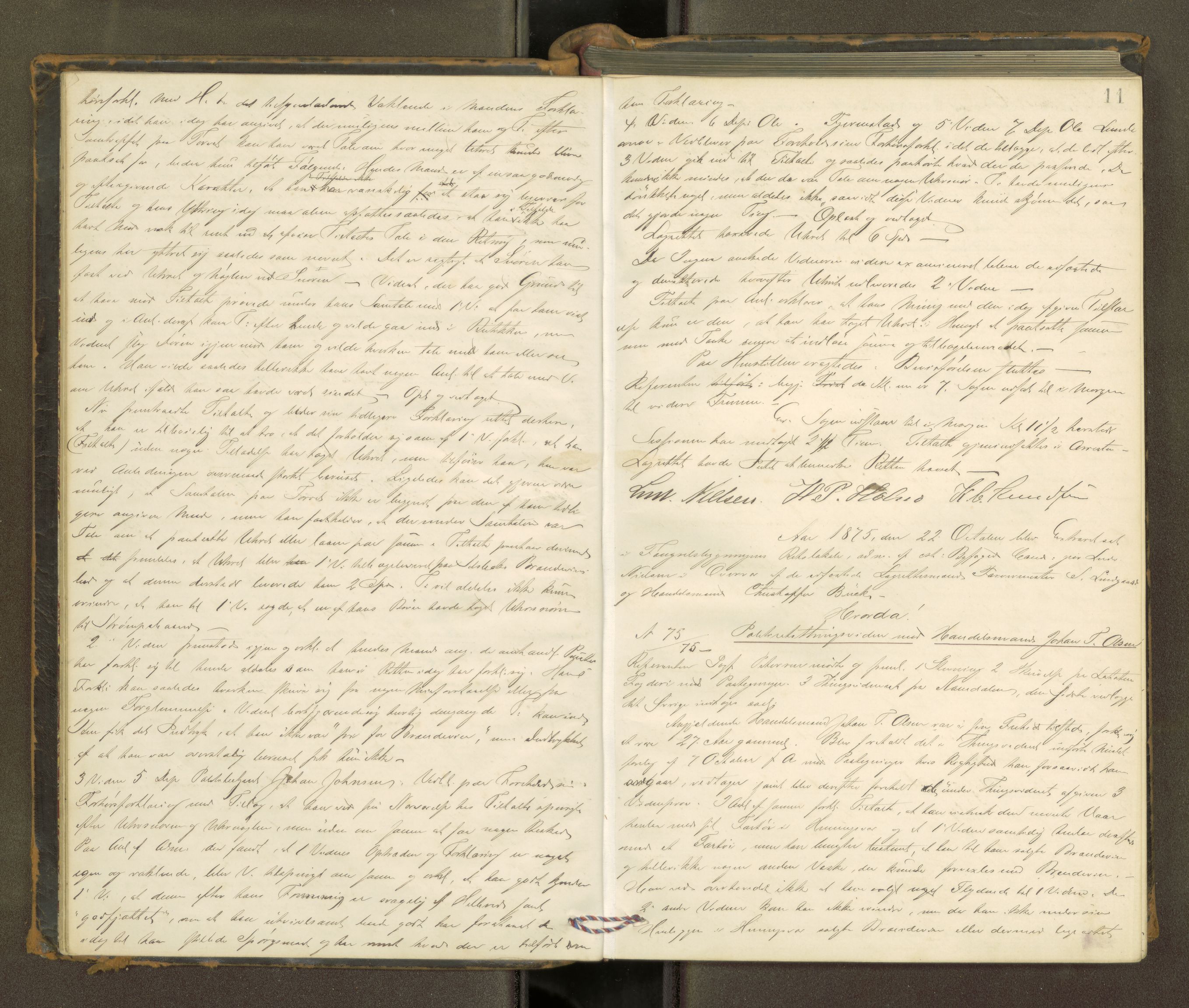 Trondheim byfogd, AV/SAT-A-0003/1/1/1B/L0019: Ekstrarettsprotokoll - 14/9-17/1., 1875-1878, p. 10b-11a