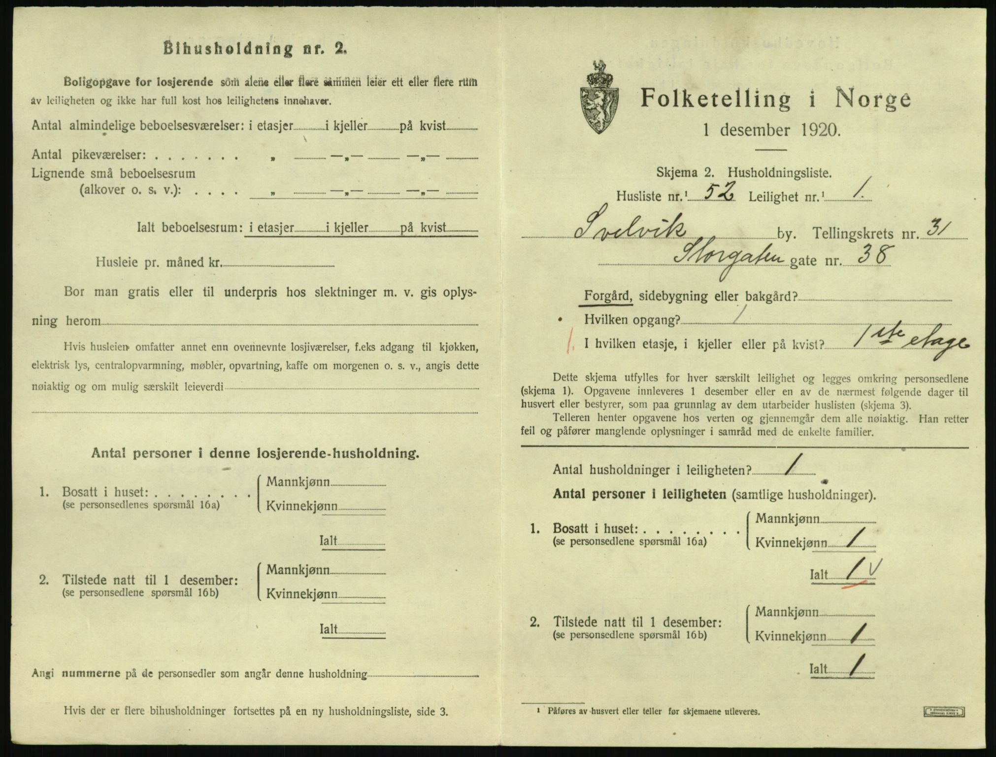 SAKO, 1920 census for Svelvik, 1920, p. 663