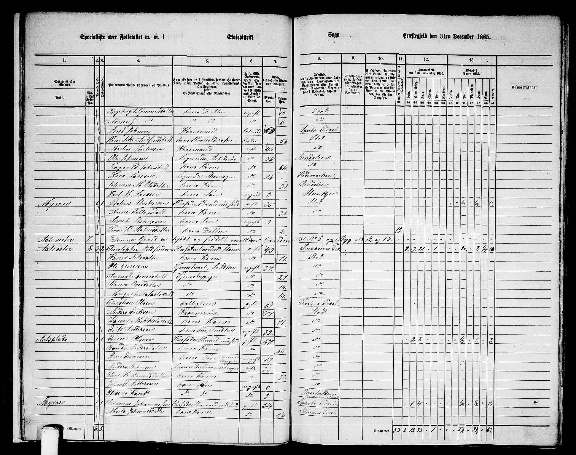 RA, 1865 census for Stod, 1865, p. 16