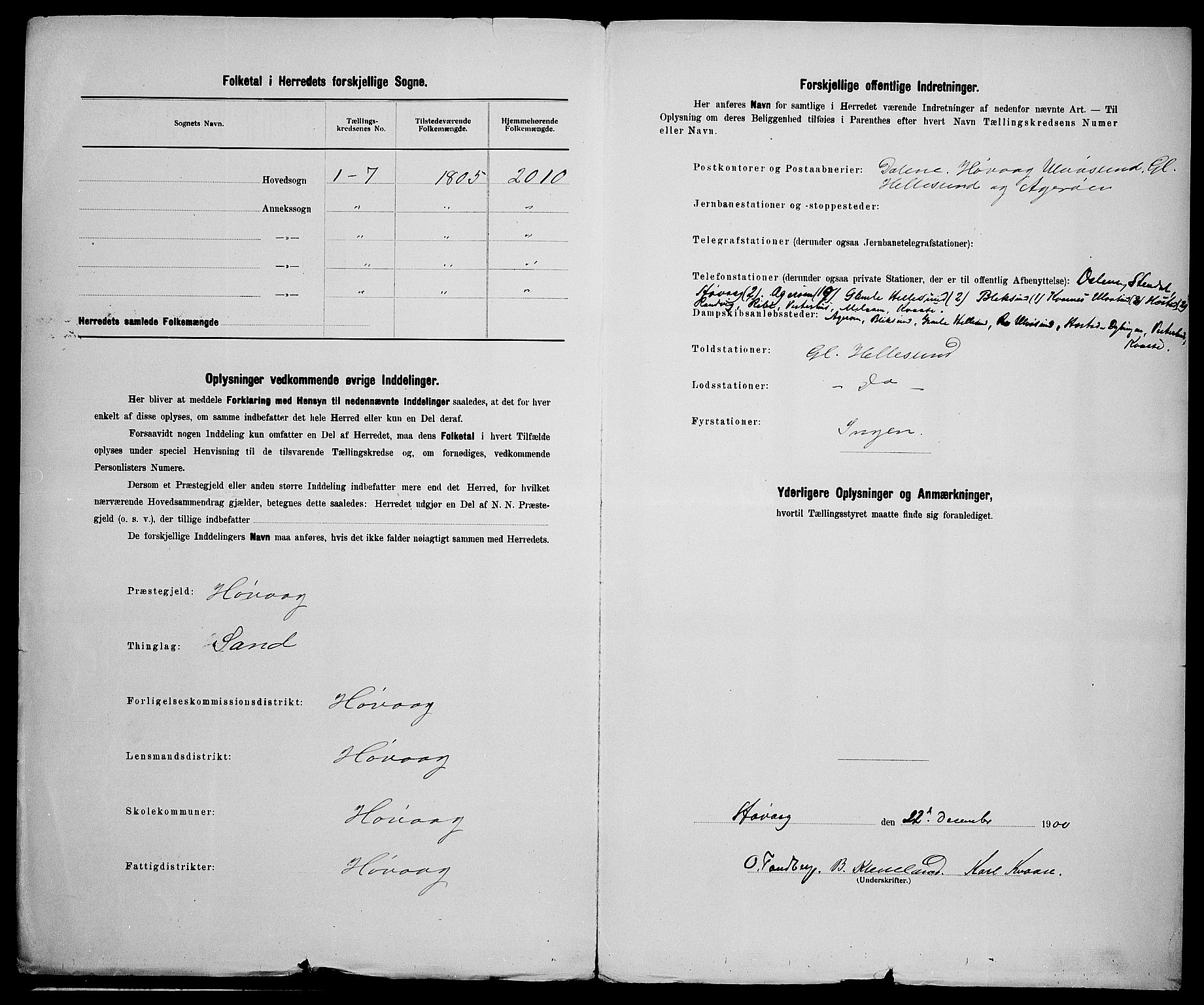 SAK, 1900 census for Høvåg, 1900, p. 4