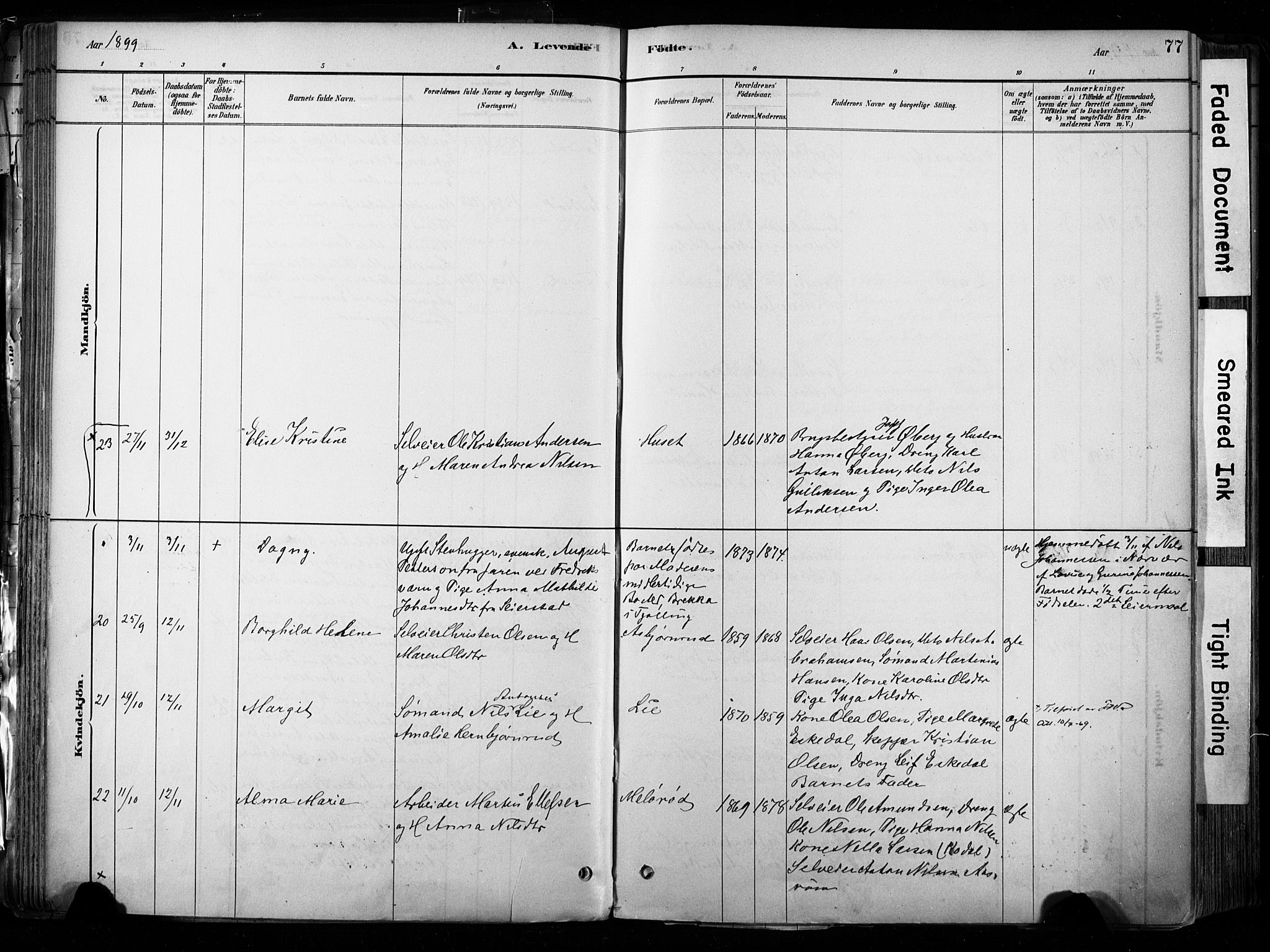 Hedrum kirkebøker, AV/SAKO-A-344/F/Fa/L0009: Parish register (official) no. I 9, 1881-1903, p. 77