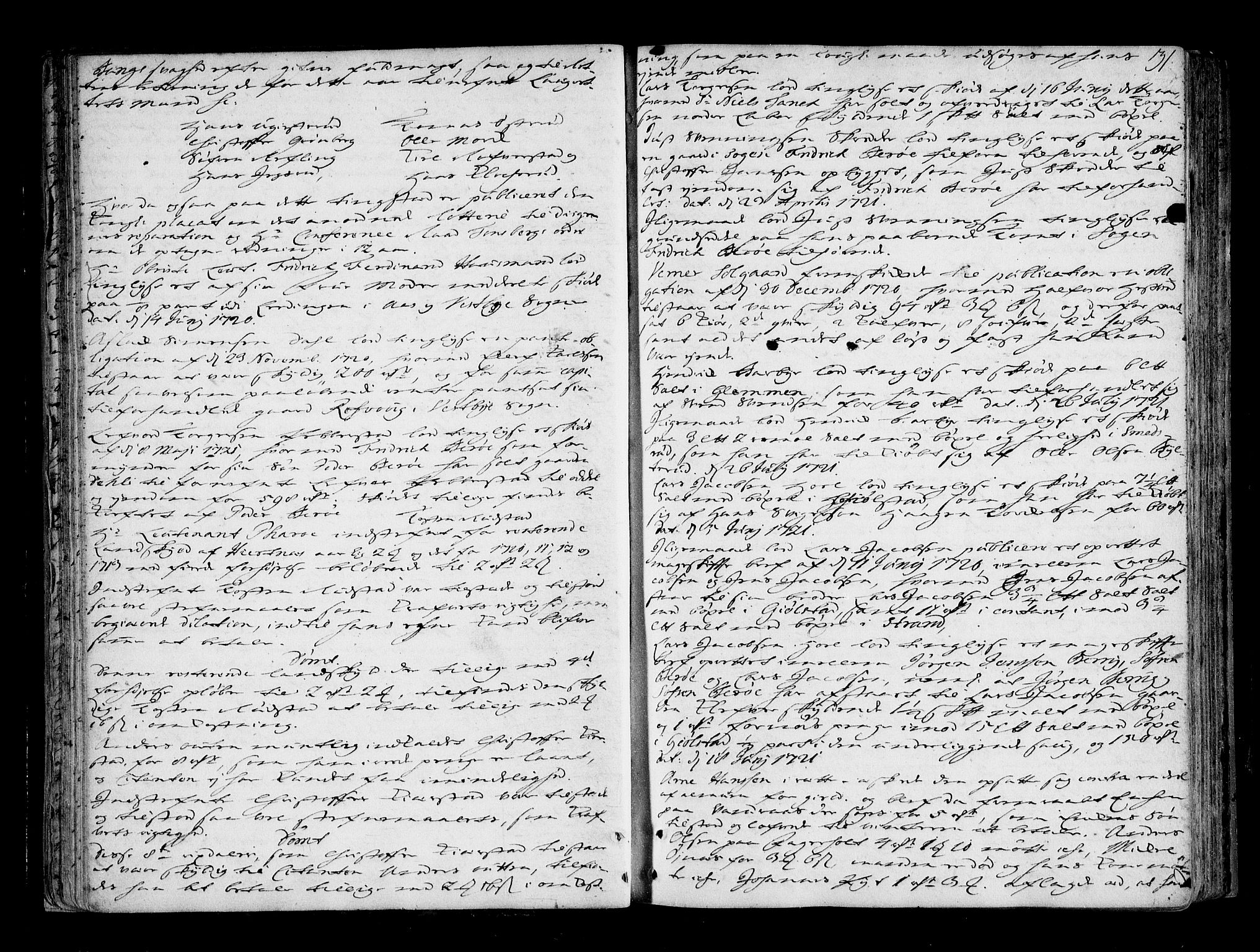 Follo sorenskriveri, AV/SAO-A-10274/F/Fb/Fba/L0033: Tingbok, 1721-1724, p. 30b-31a