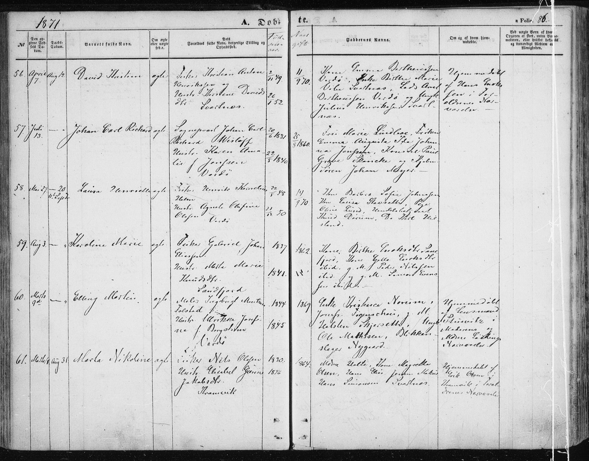 Vardø sokneprestkontor, SATØ/S-1332/H/Ha/L0004kirke: Parish register (official) no. 4, 1862-1871, p. 86
