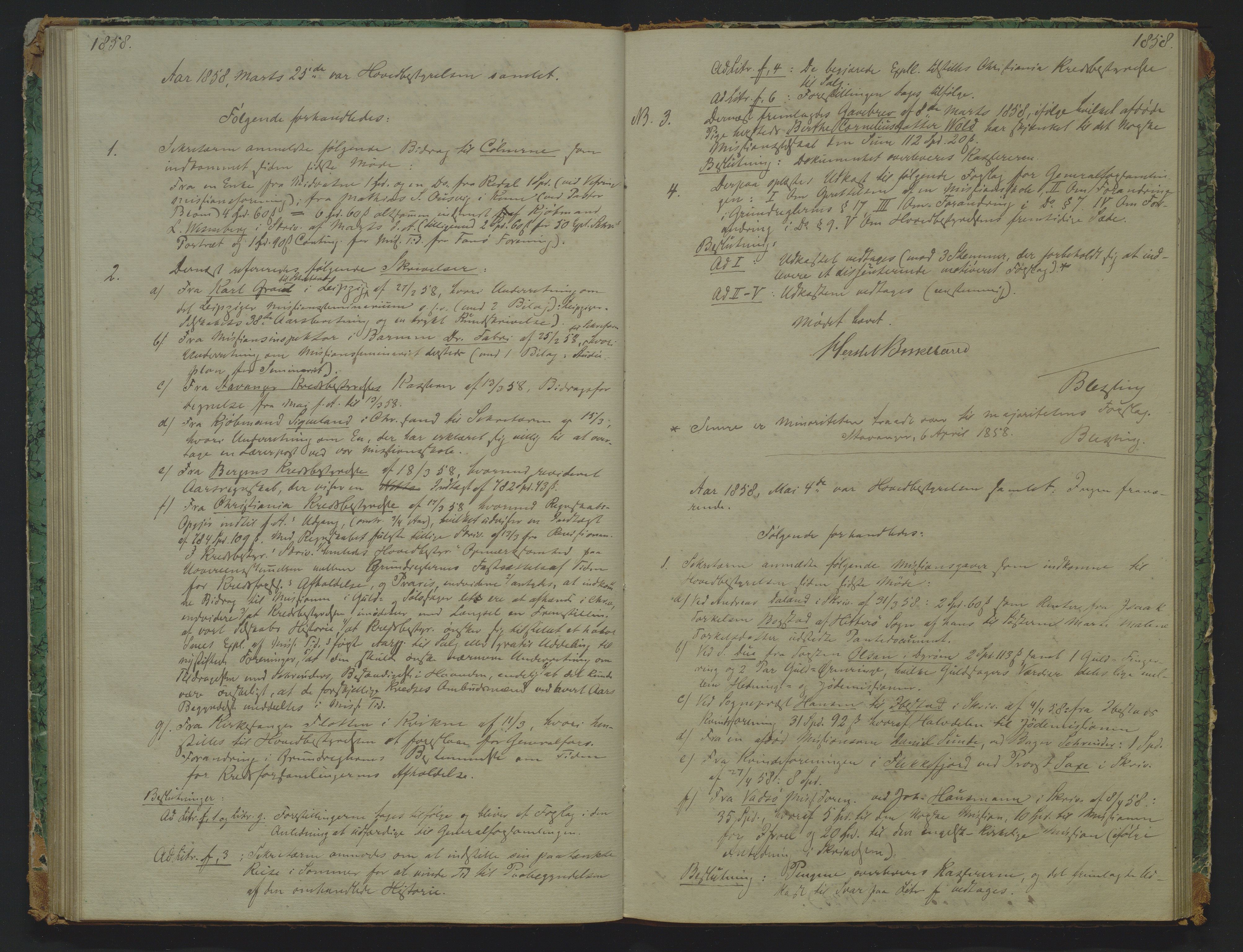 Det Norske Misjonsselskap - hovedadministrasjonen, VID/MA-A-1045/D/Da/Daa/L0007: Styreprotokoll nr. II, 19. november 1853 - 26. juni 1862, 1853-1862