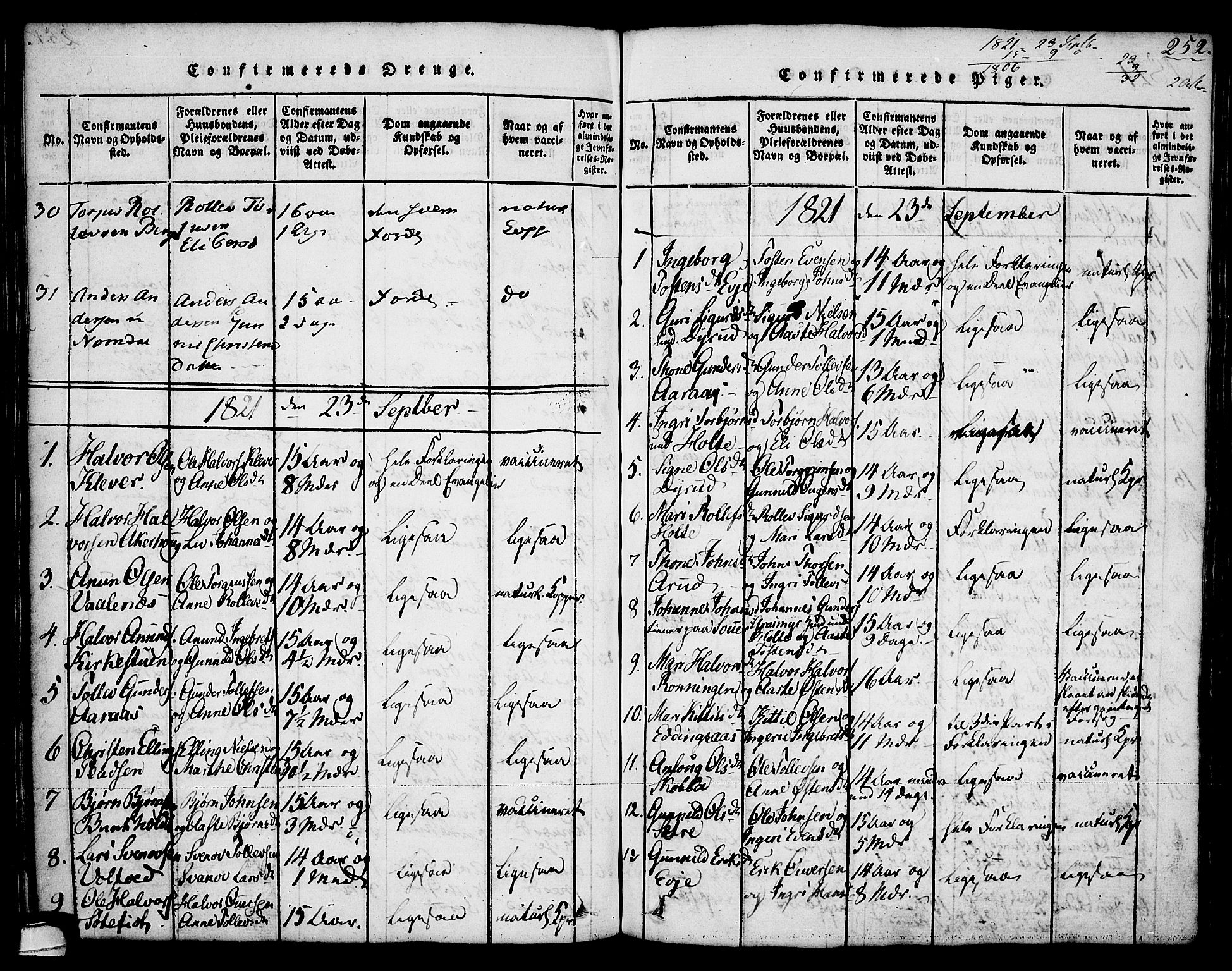 Sauherad kirkebøker, SAKO/A-298/G/Ga/L0001: Parish register (copy) no. I 1, 1815-1827, p. 252