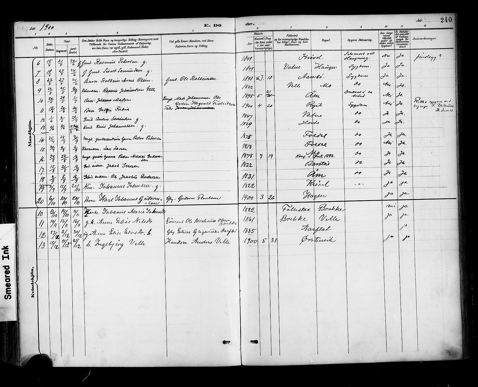 Ministerialprotokoller, klokkerbøker og fødselsregistre - Møre og Romsdal, AV/SAT-A-1454/513/L0177: Parish register (official) no. 513A04, 1890-1906, p. 240