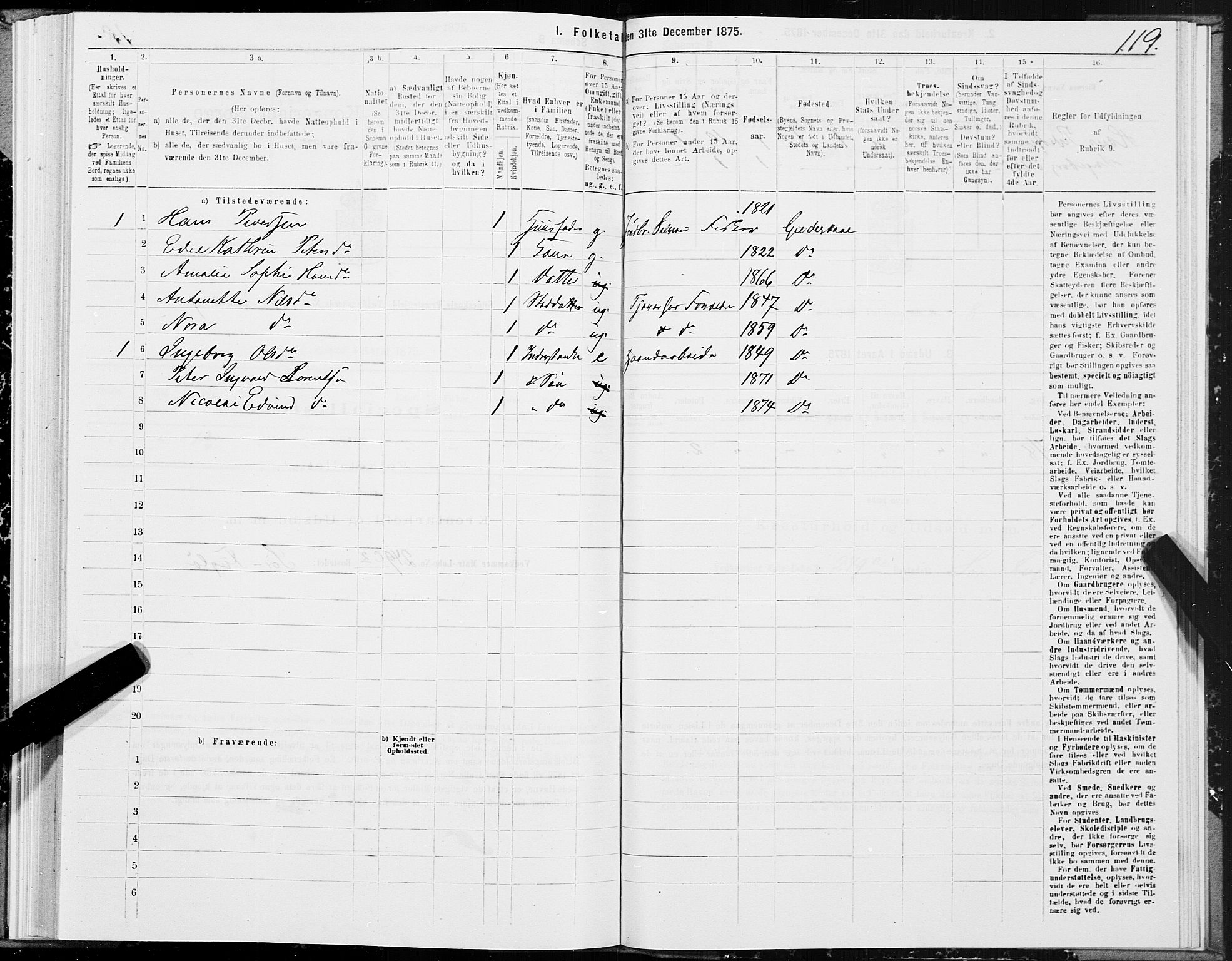 SAT, 1875 census for 1838P Gildeskål, 1875, p. 4119