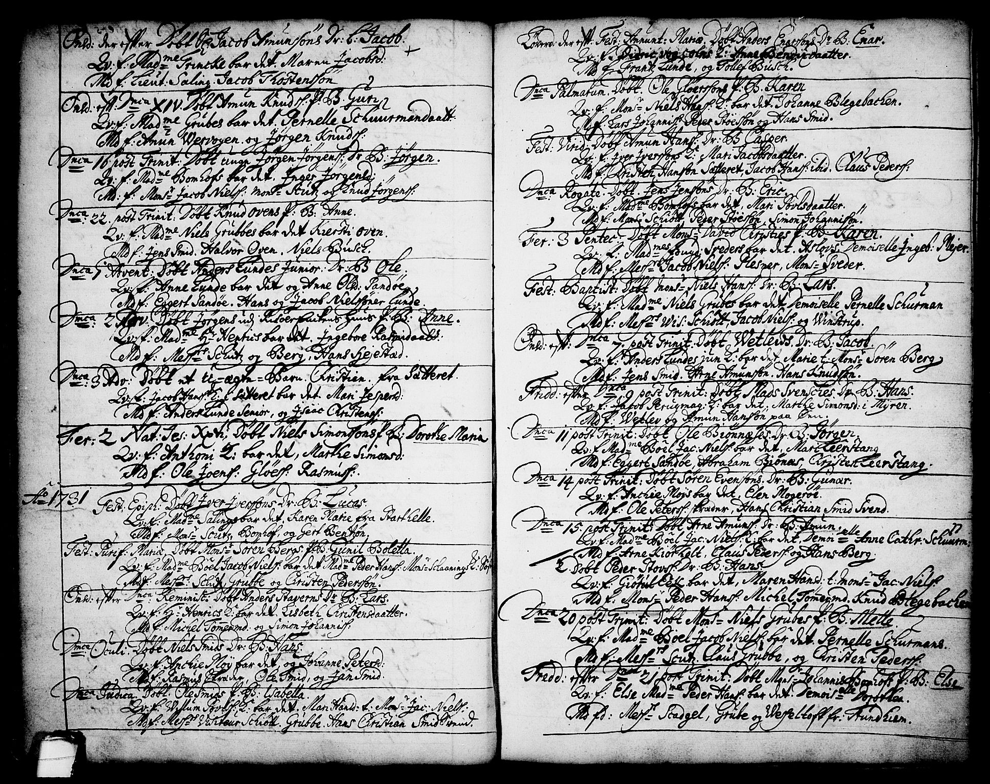 Brevik kirkebøker, SAKO/A-255/F/Fa/L0002: Parish register (official) no. 2, 1720-1764, p. 34b