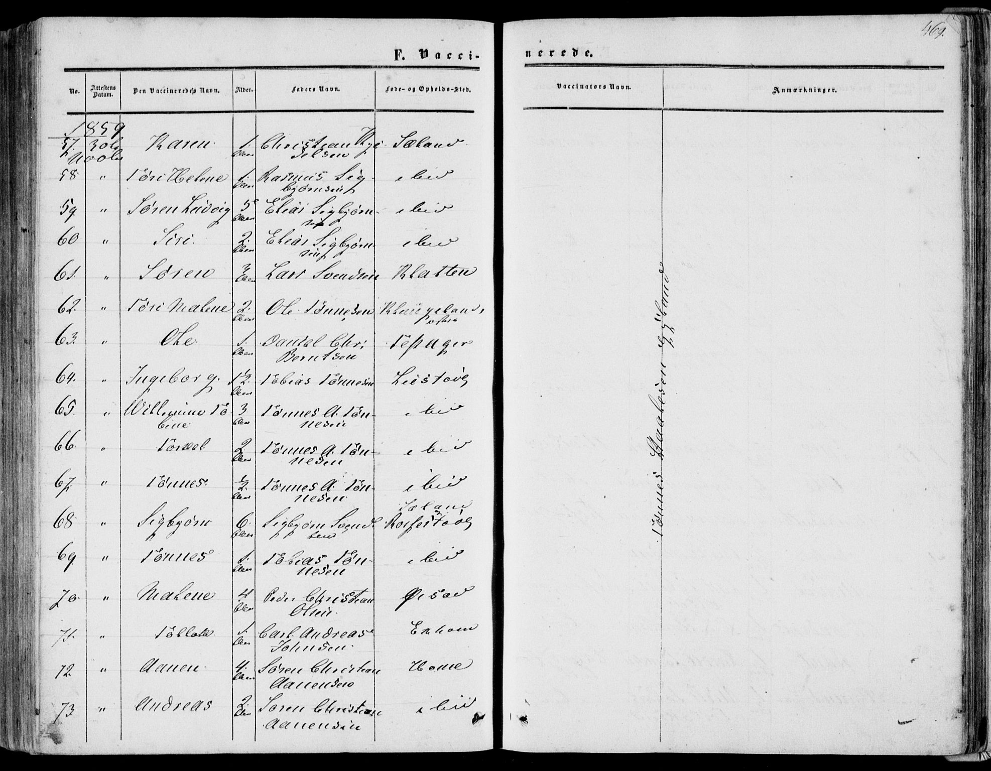 Bakke sokneprestkontor, AV/SAK-1111-0002/F/Fa/Fab/L0002: Parish register (official) no. A 2, 1855-1884, p. 469