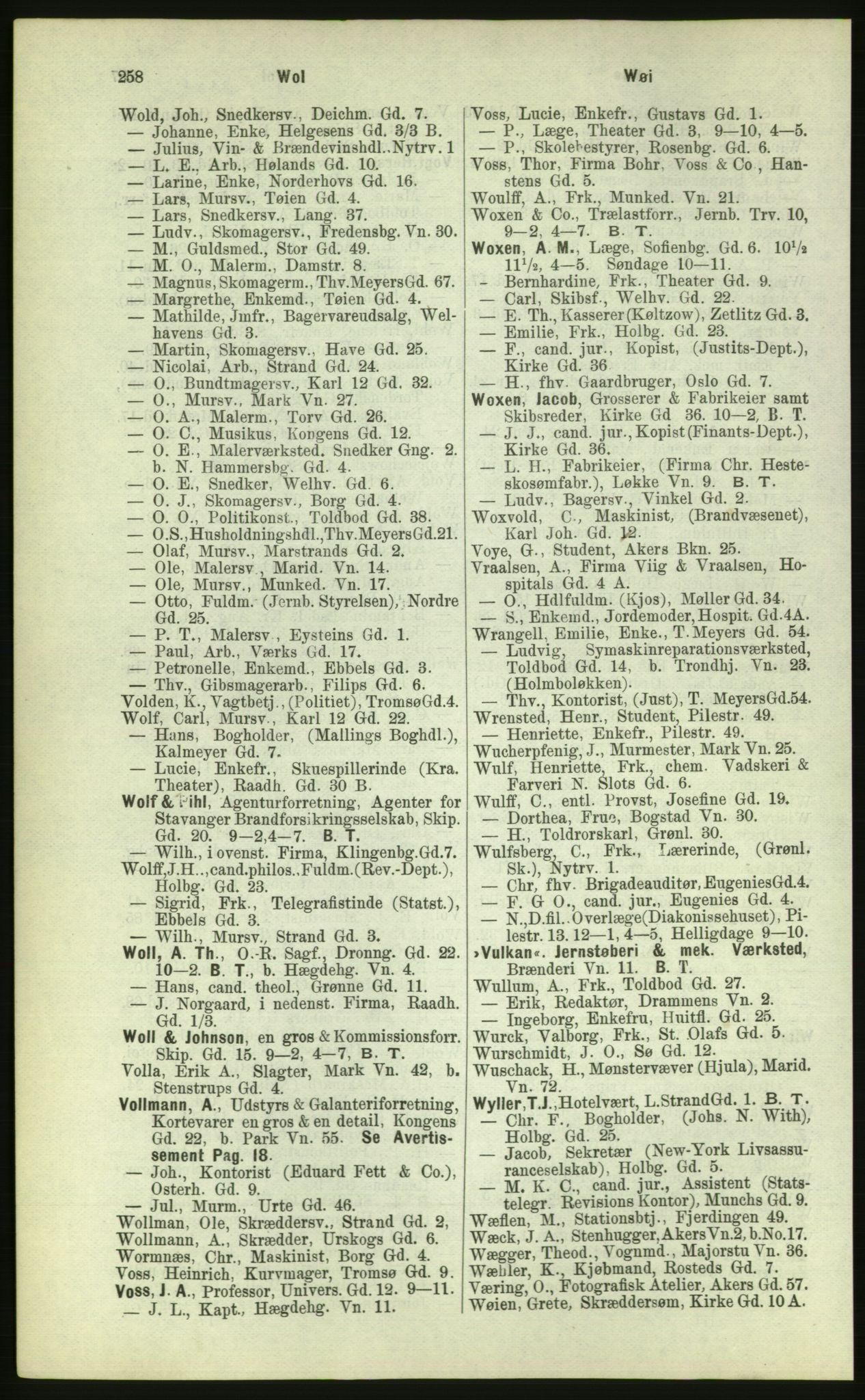 Kristiania/Oslo adressebok, PUBL/-, 1884, p. 258